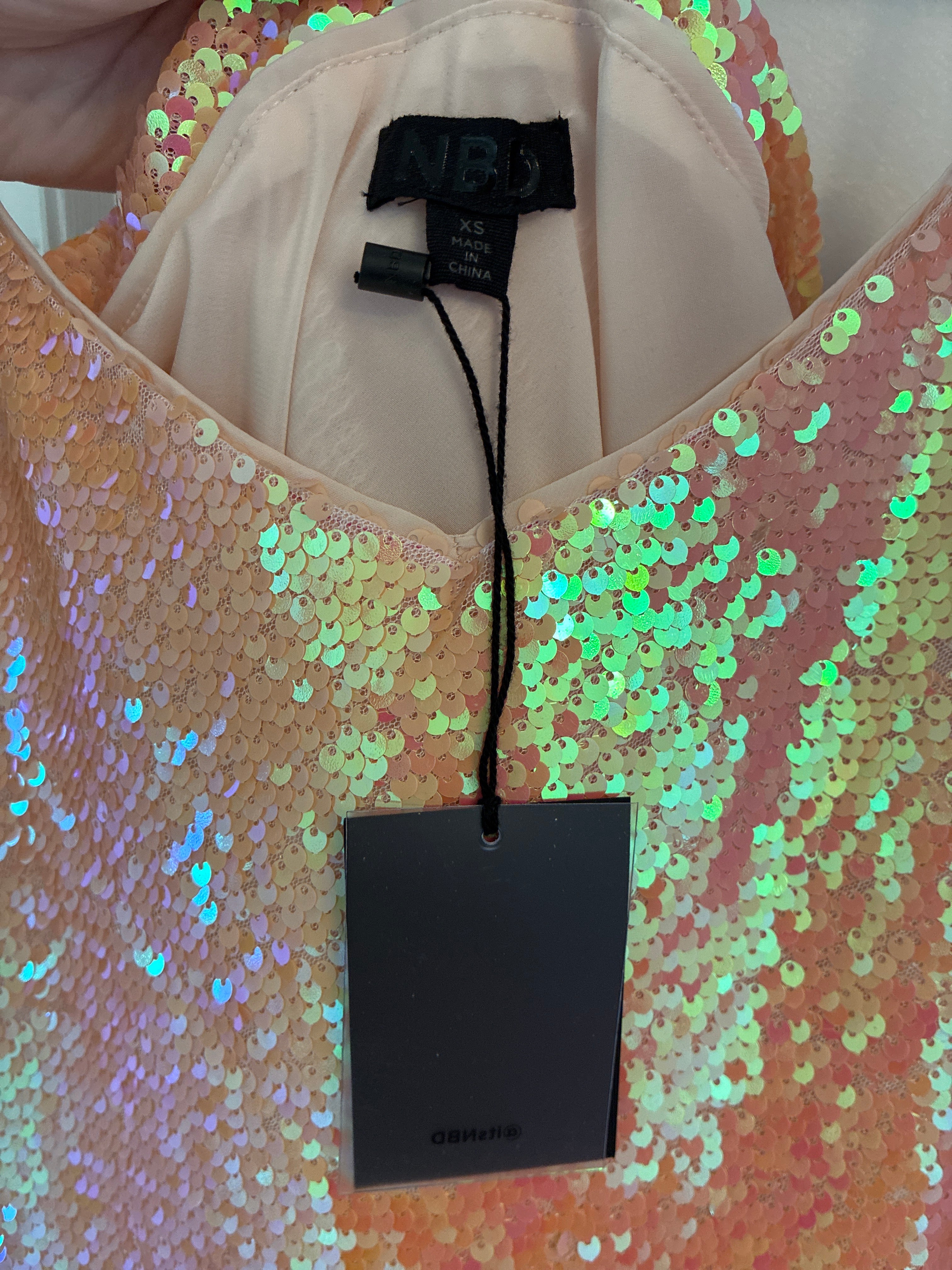 NBD Peach Sequin Dress