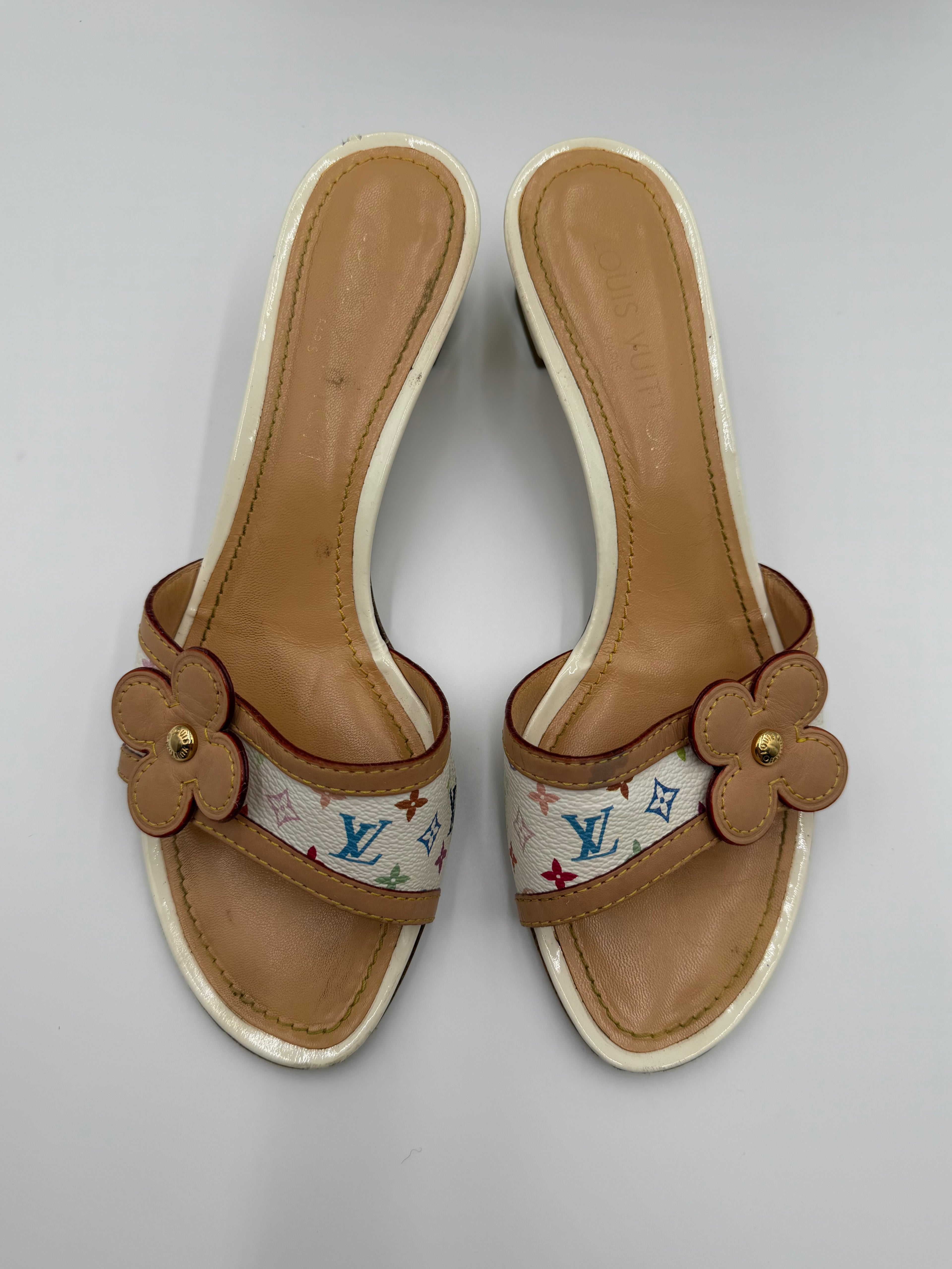 Louis Vuitton x Takashi Murakami Monogram Kitten Heels - White
