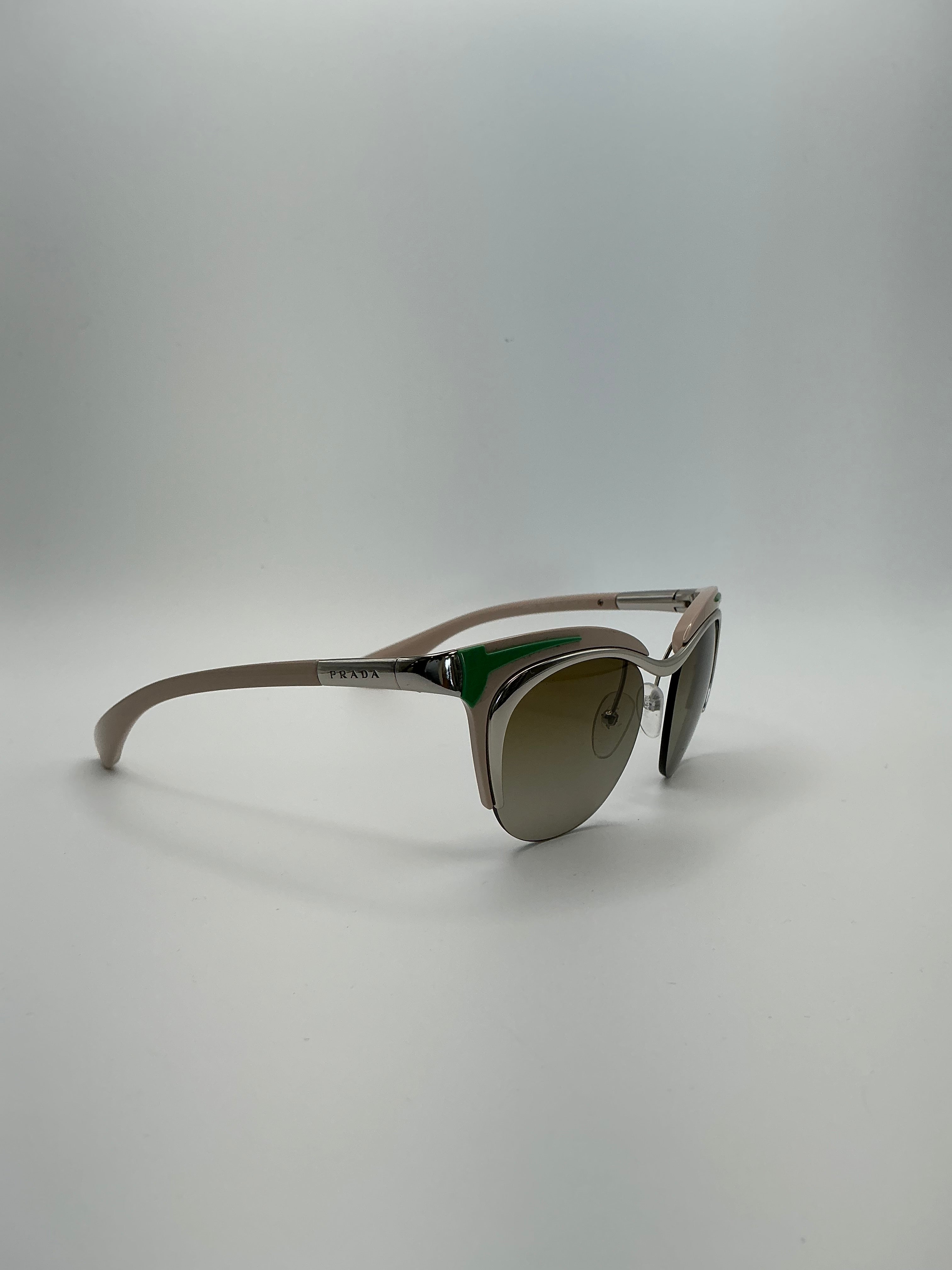 Prada PR61O-1BC1X1 beige green 49 mm cat eye sunglasses