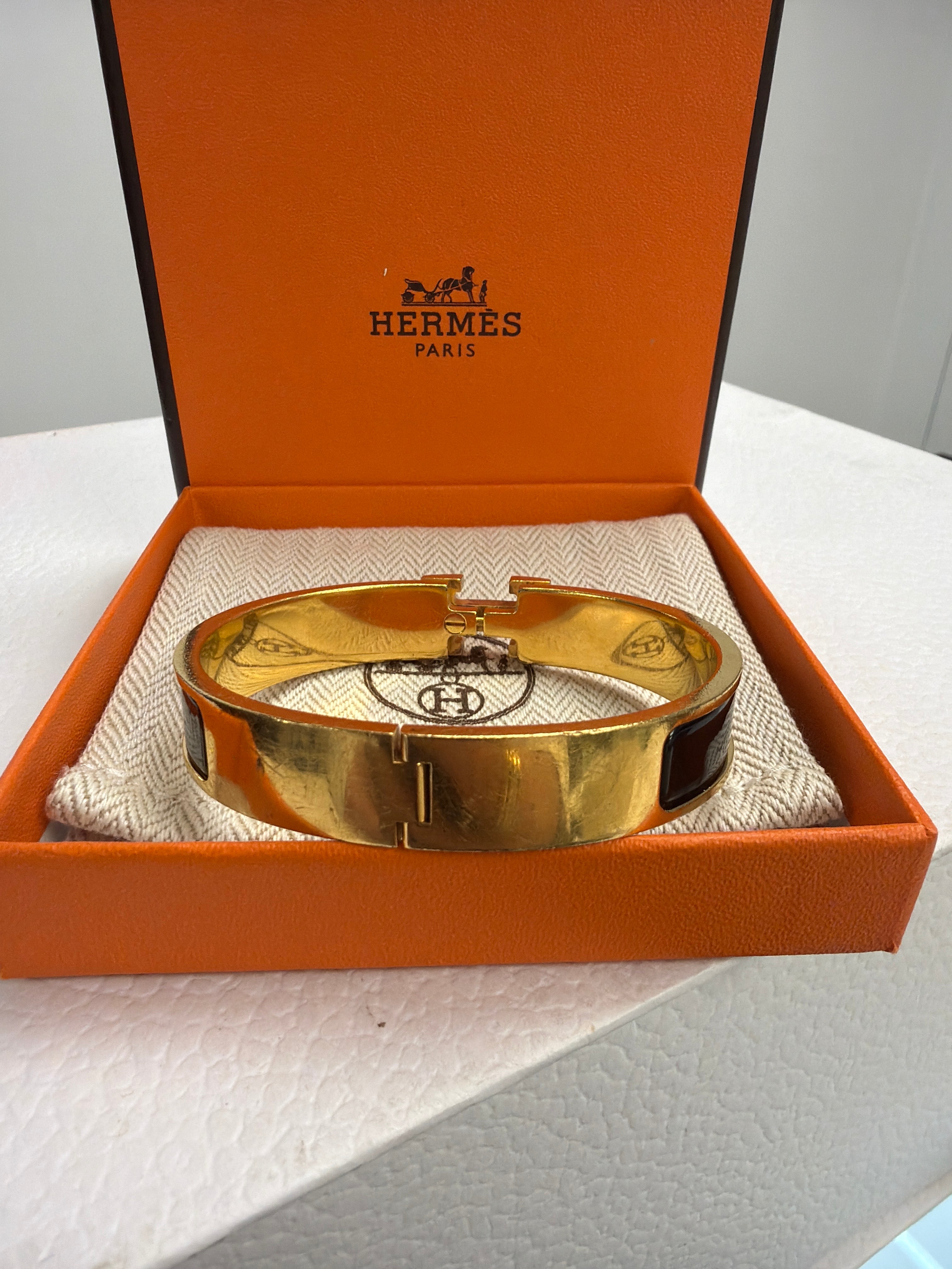 Black Hermes H Lock Bracelet