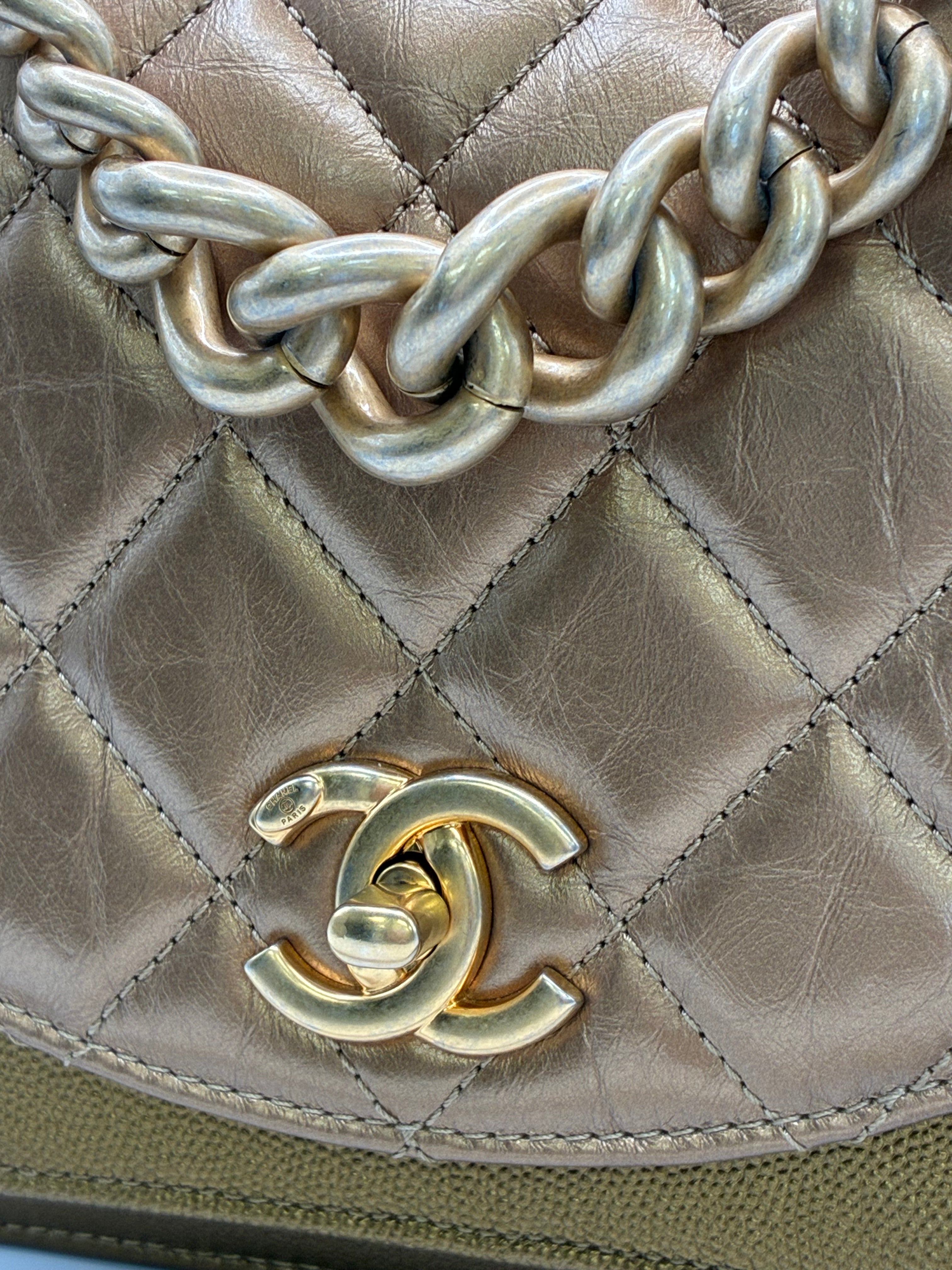 Chanel Chain Handle Flap Bag Gold