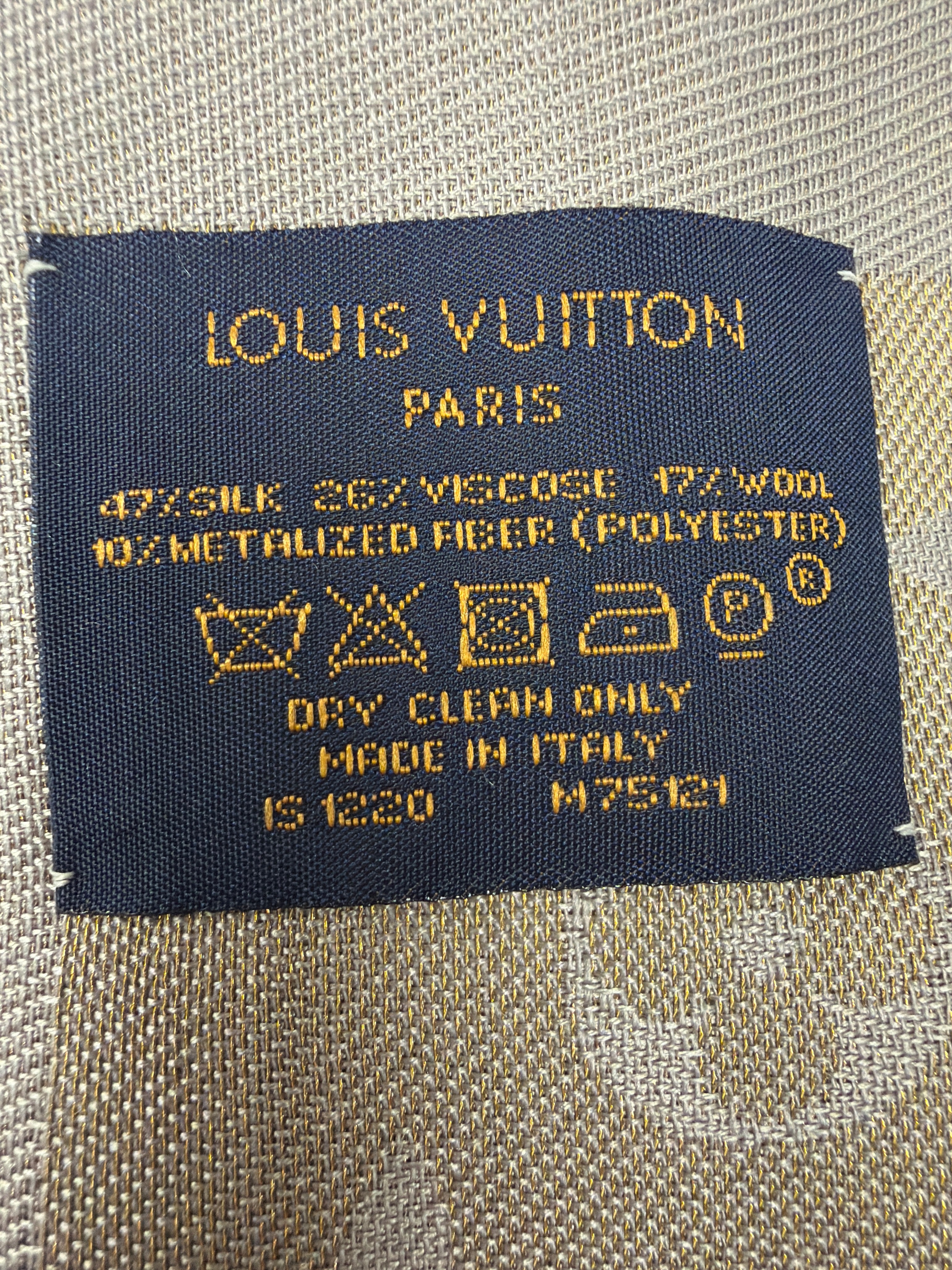 Louis Vuitton So Shine Greige/Beige/Gold Monogram Shawl