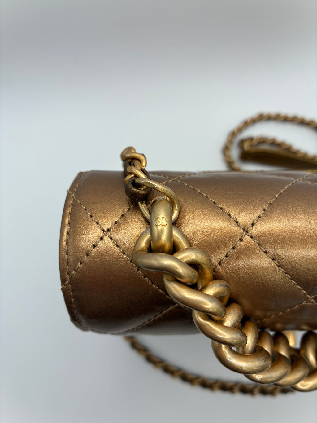 Chanel Chain Handle Flap Bag Gold