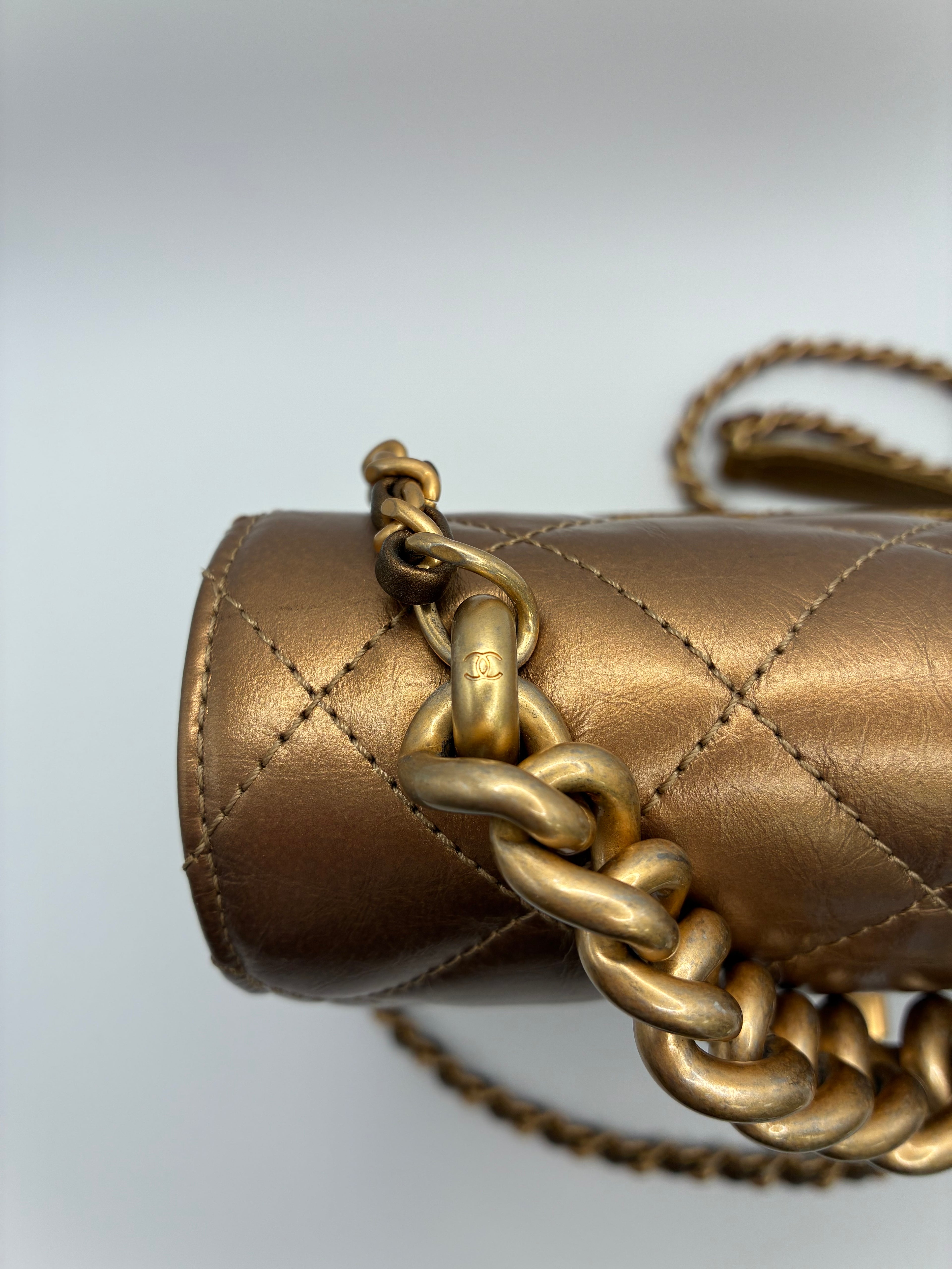 Chanel Chain Handle Flap Bag Gold
