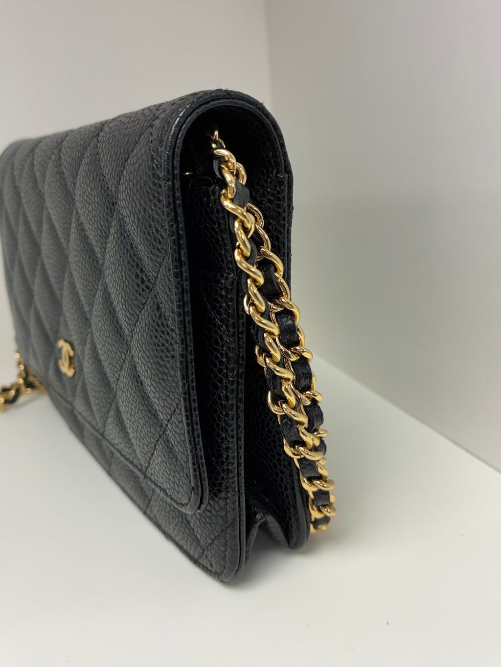 Chanel Caviar Wallet on Chain Gold Hardware