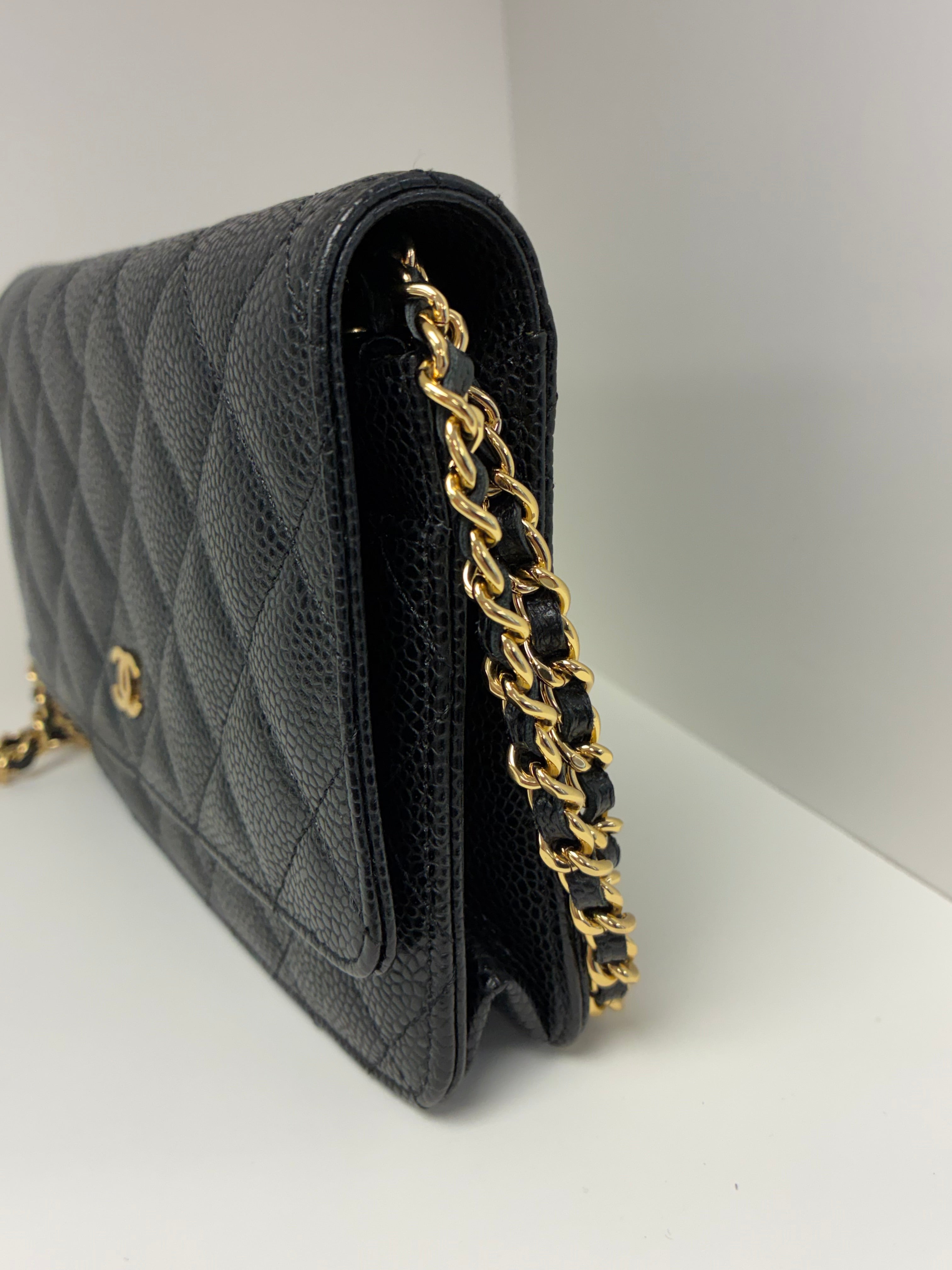 Chanel Caviar Wallet on Chain Gold Hardware