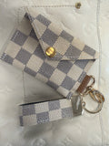 Repurposed LV Card Holder w/ key Chain