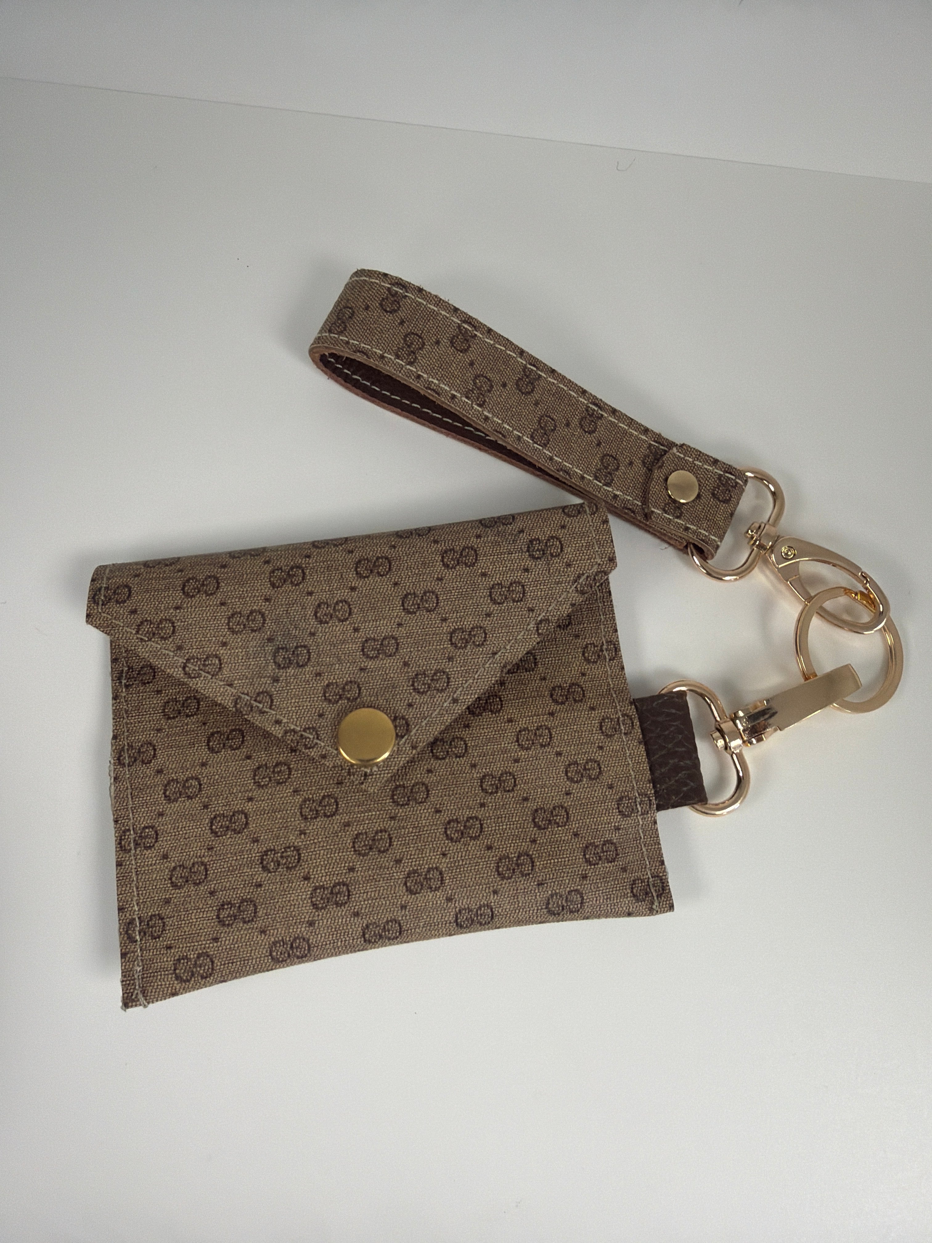 Repurposed Gucci Card Holder w/ key Chain