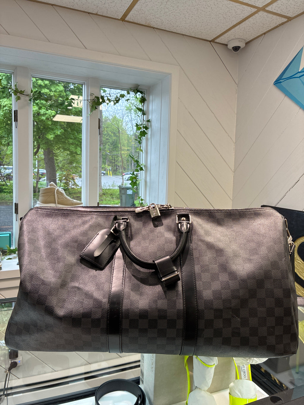 Keepall 55 Bando Damier silver hardware