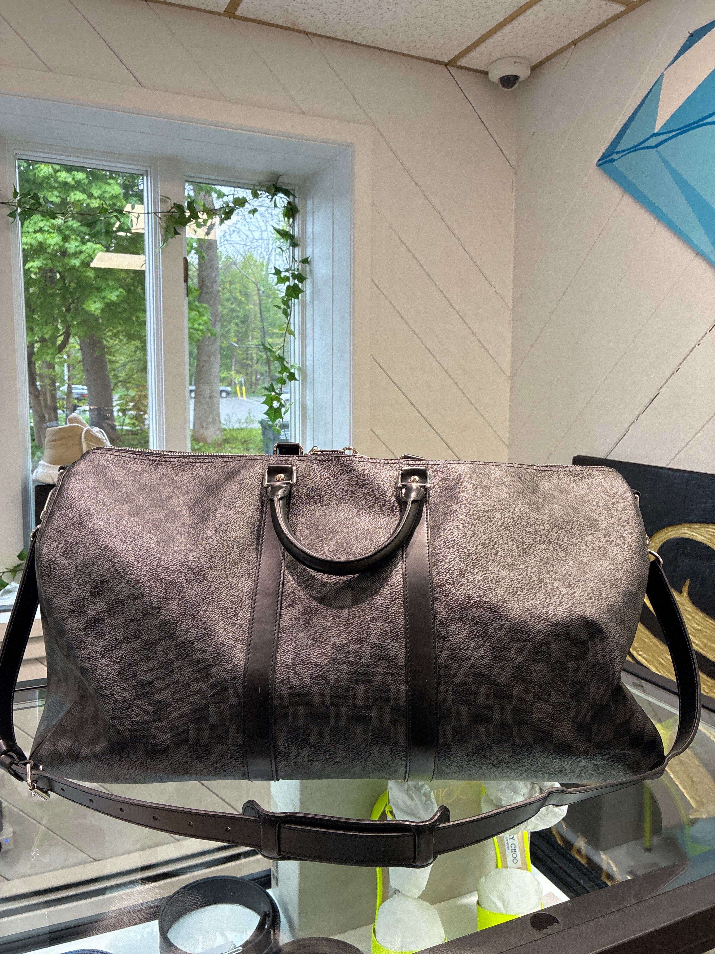 Keepall 55 Bando Damier silver hardware
