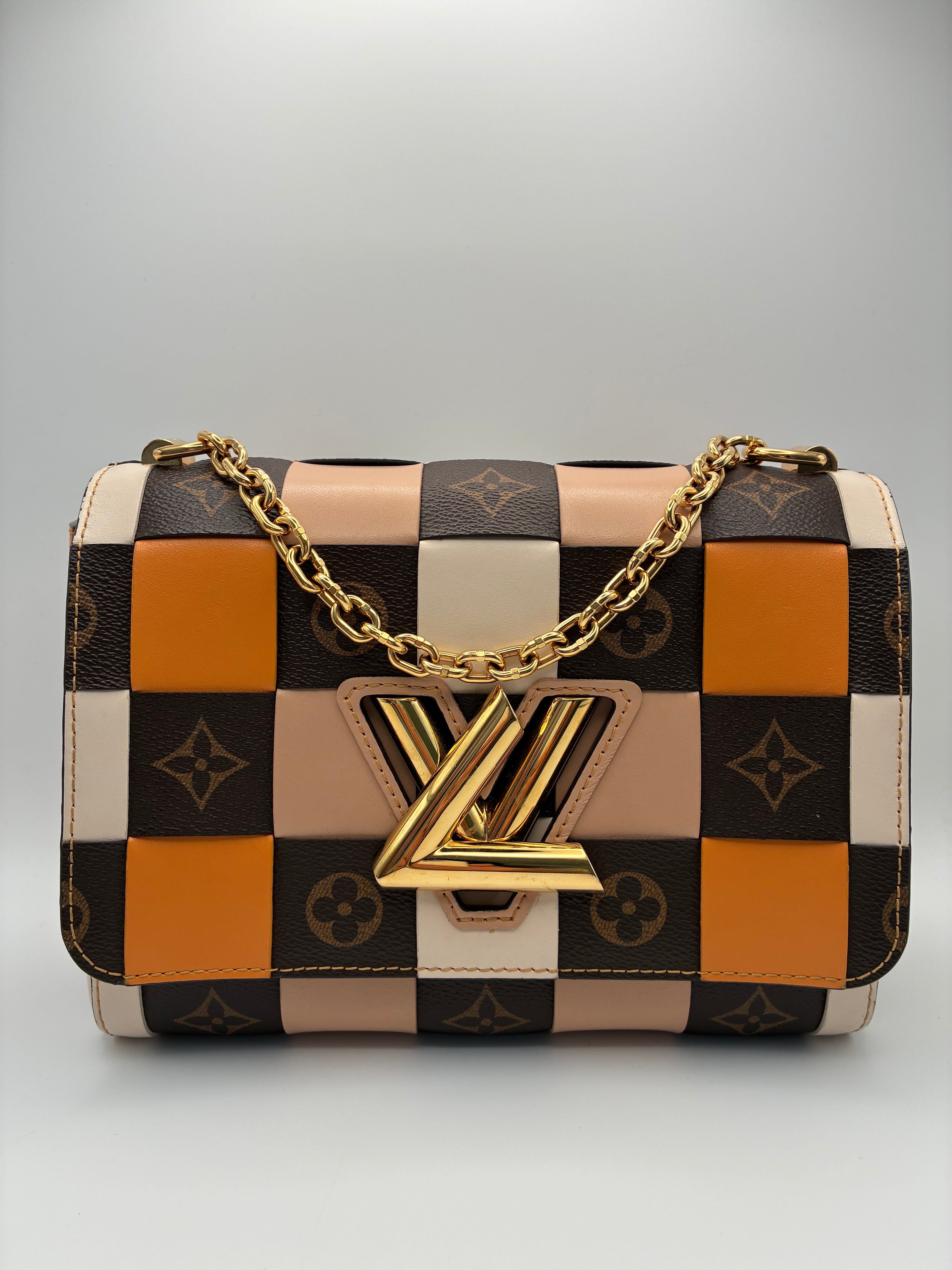 Louis Vuitton Calfskin Check Monogram Twist MM Bag