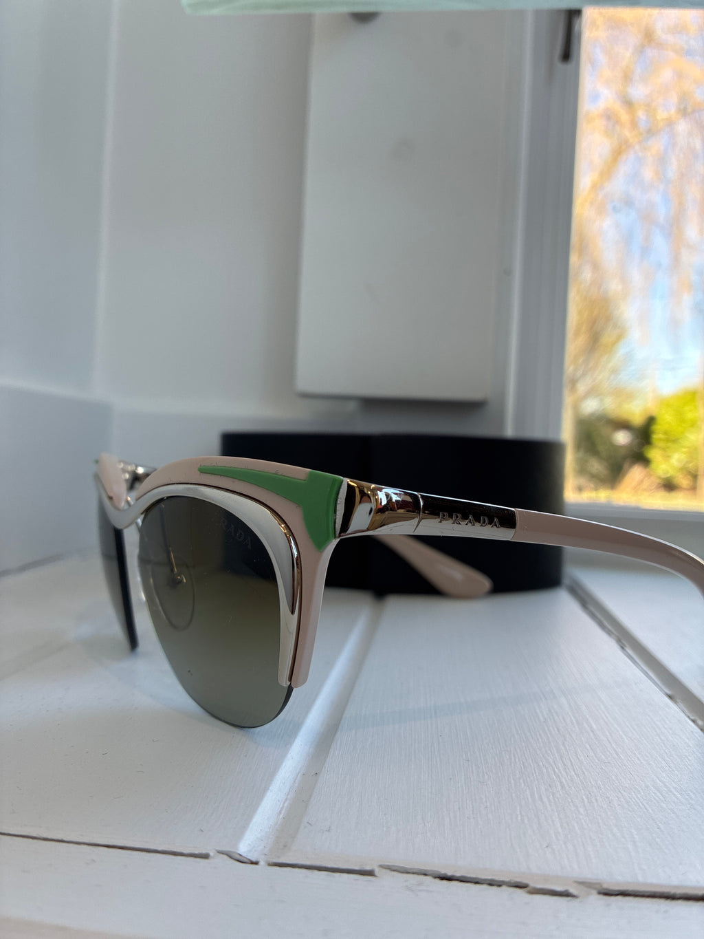 Prada PR61O-1BC1X1 beige green 49 mm cat eye sunglasses