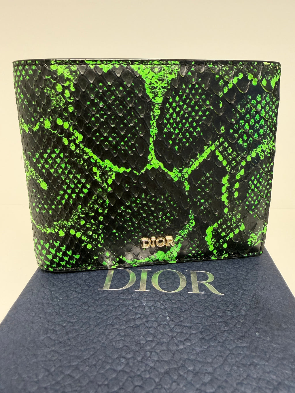 Dior x Cactus Jack Card Holder in Neon Green and Black Snakeskin- Travis Scott- Brand New!