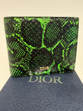 Dior x Cactus Jack Card Holder in Neon Green and Black Snakeskin- Travis Scott- Brand New!