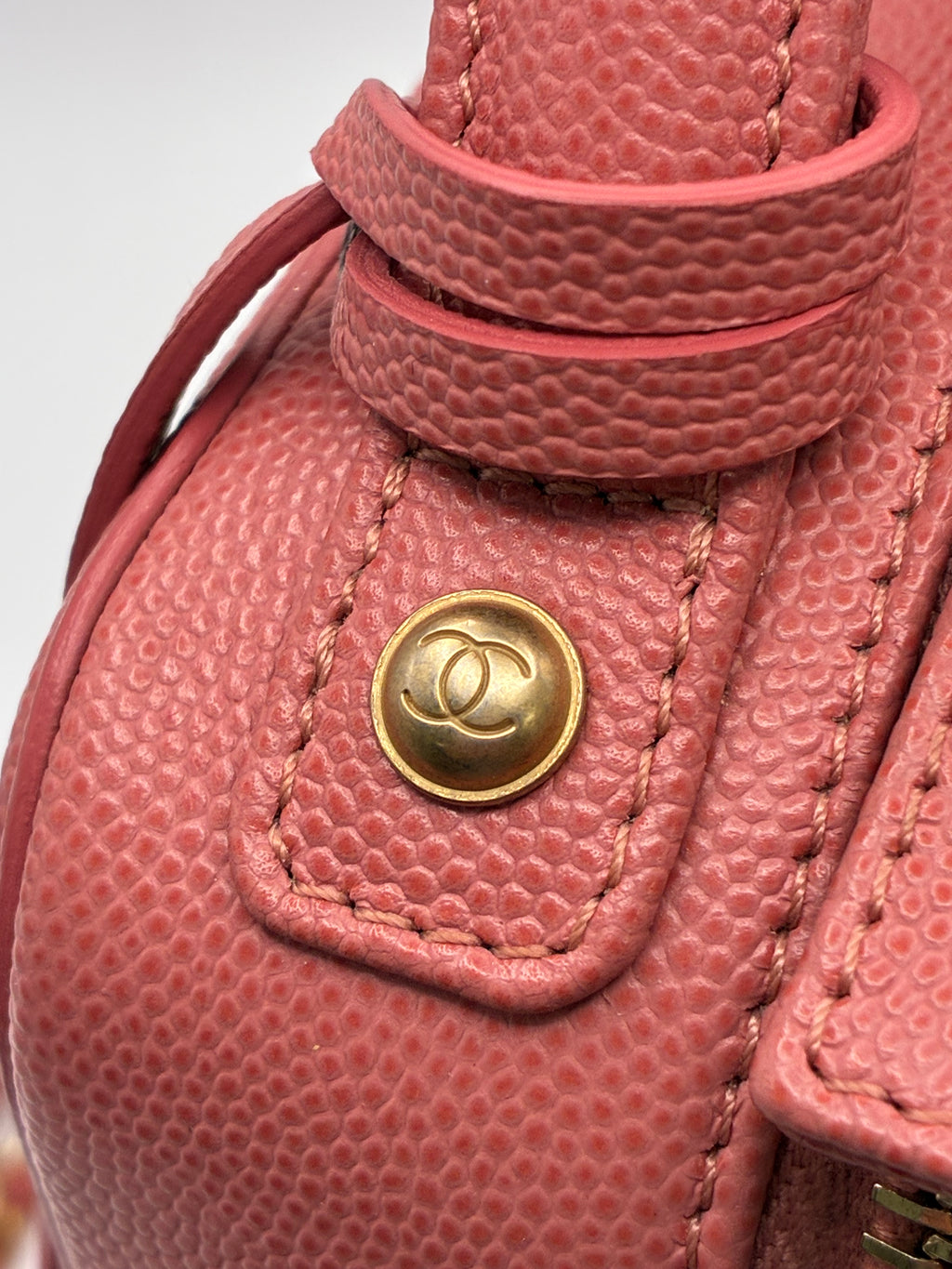 Chanel Caviar Quilted CC North South Filigree Vanity Case Pink