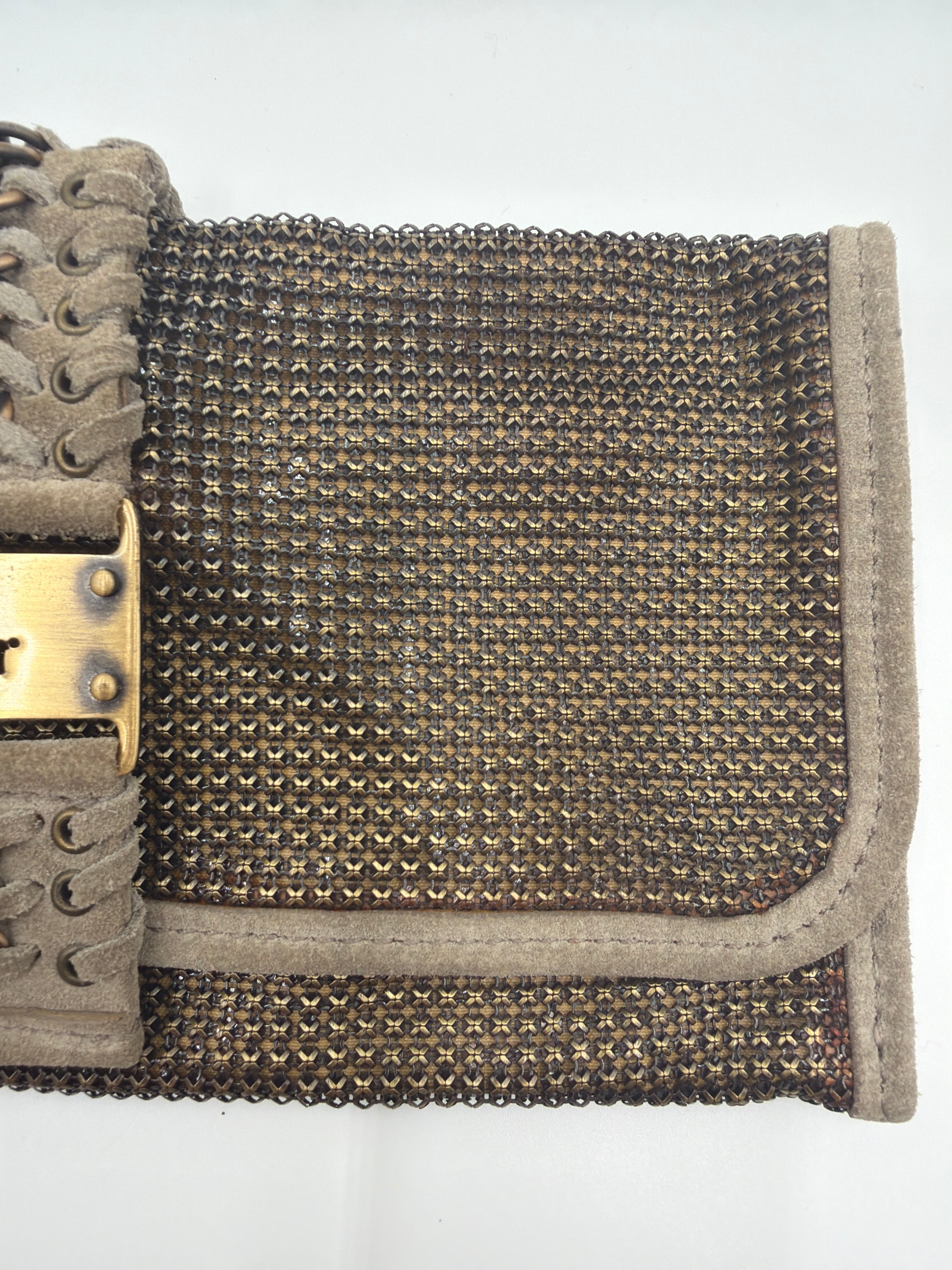 Christian Dior Metallic Bronze Chainmail and Lizard-Trimmed Jeanne Clutch