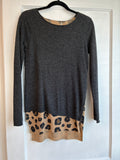 Sweater - Grey & Cheeta Print