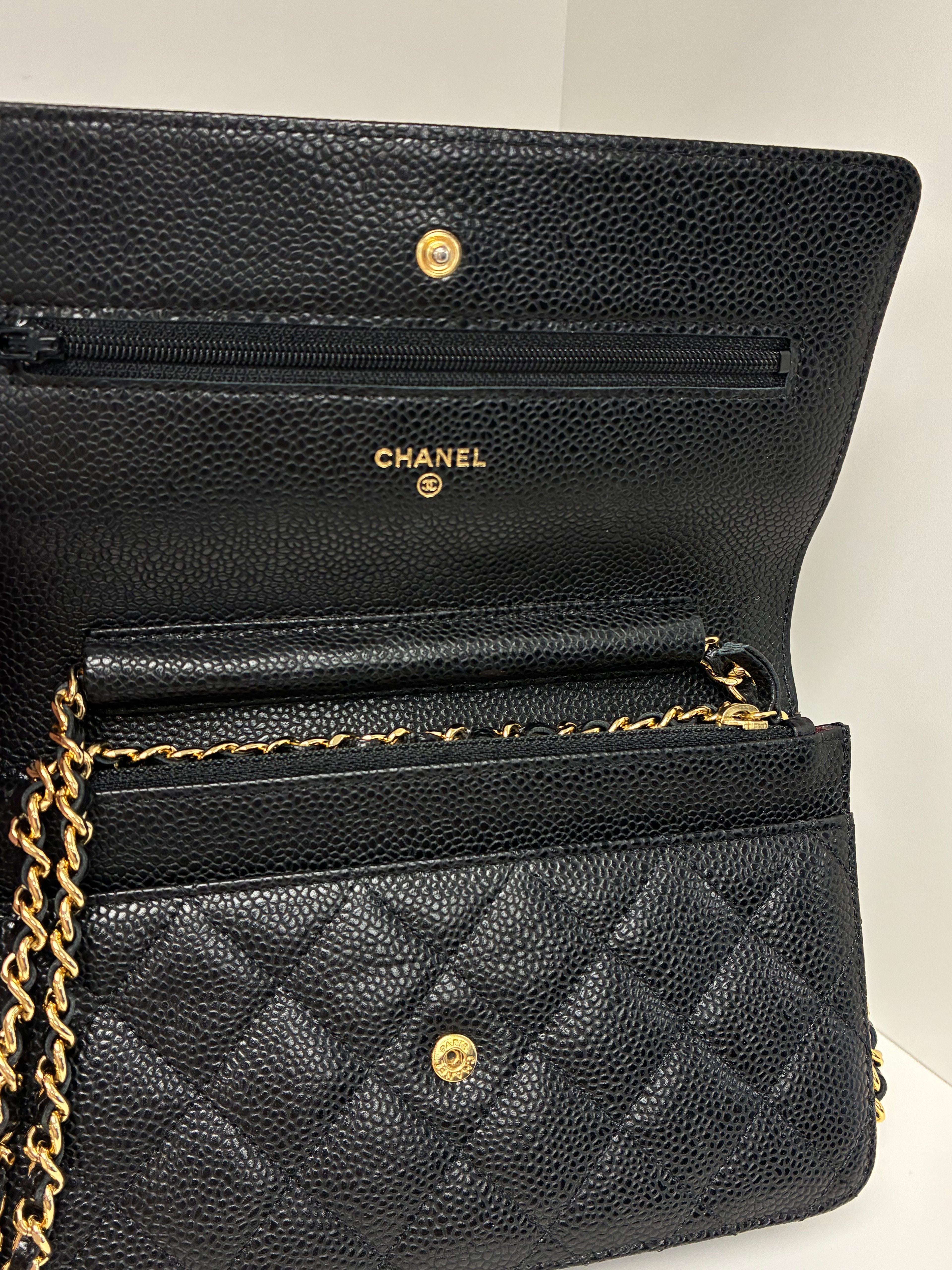 Chanel Caviar Wallet on Chain Gold Hardware