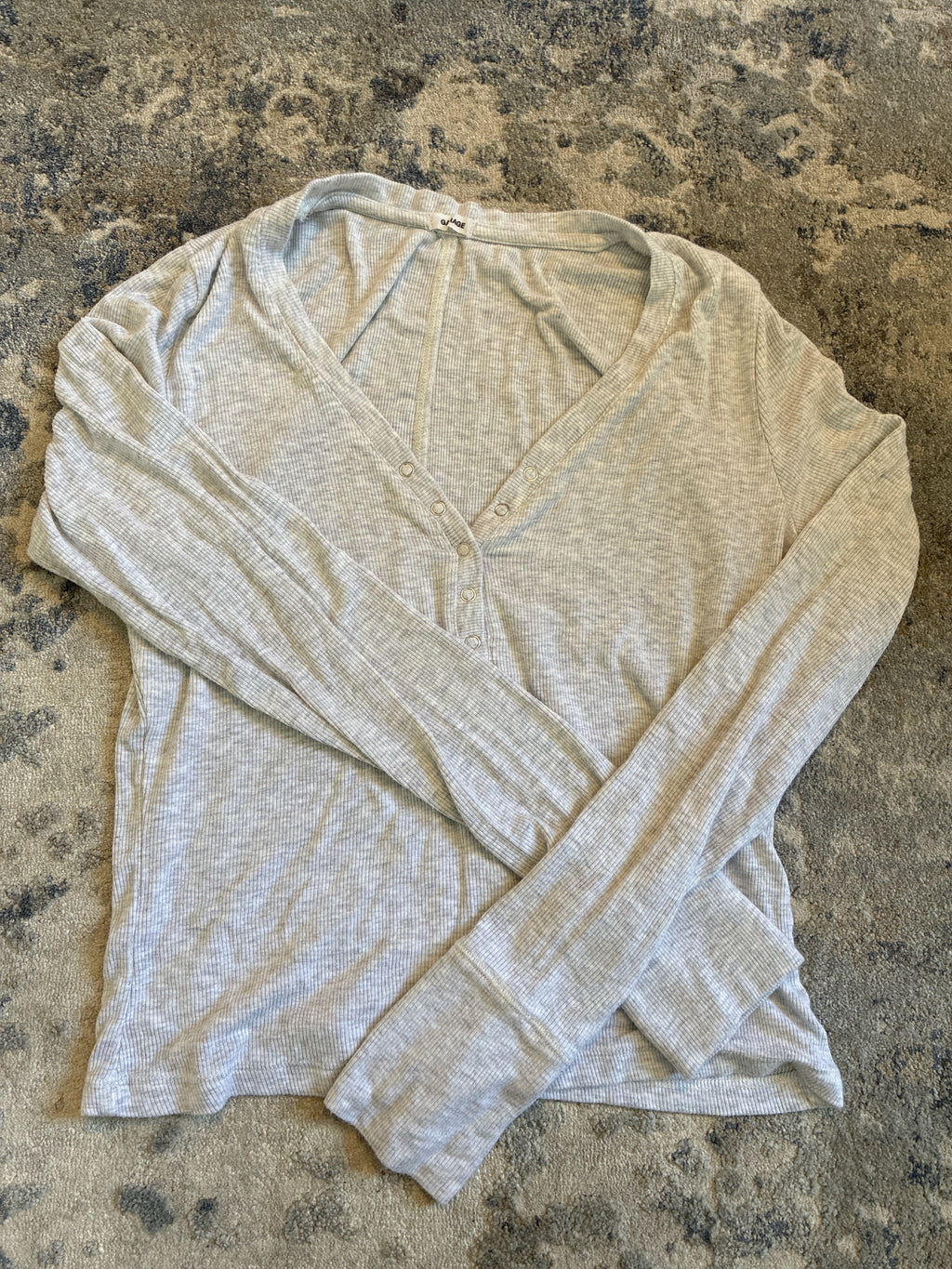 Garage Ribbed Henley Top
