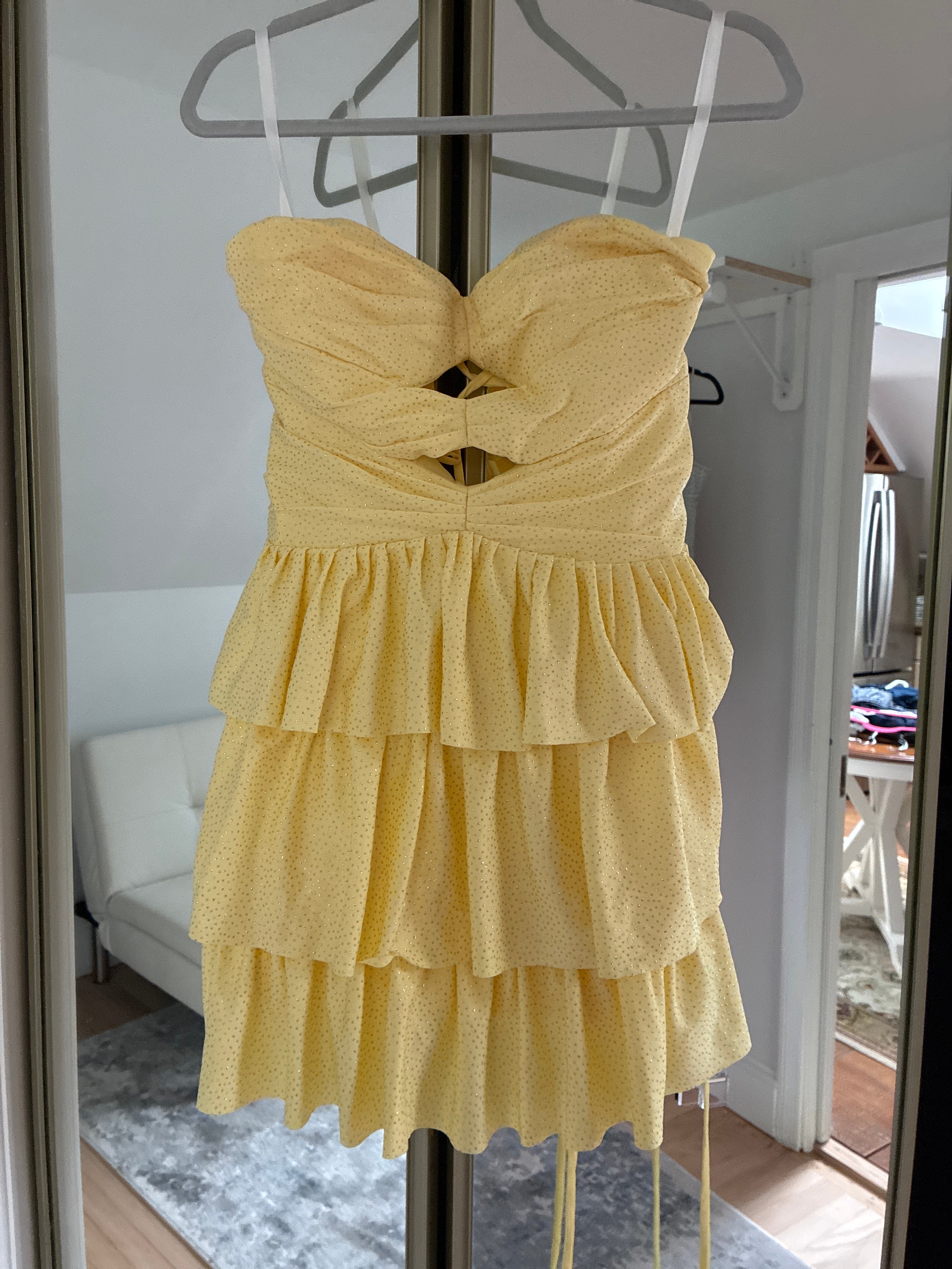 Yellow Sparkle Ruffle dress