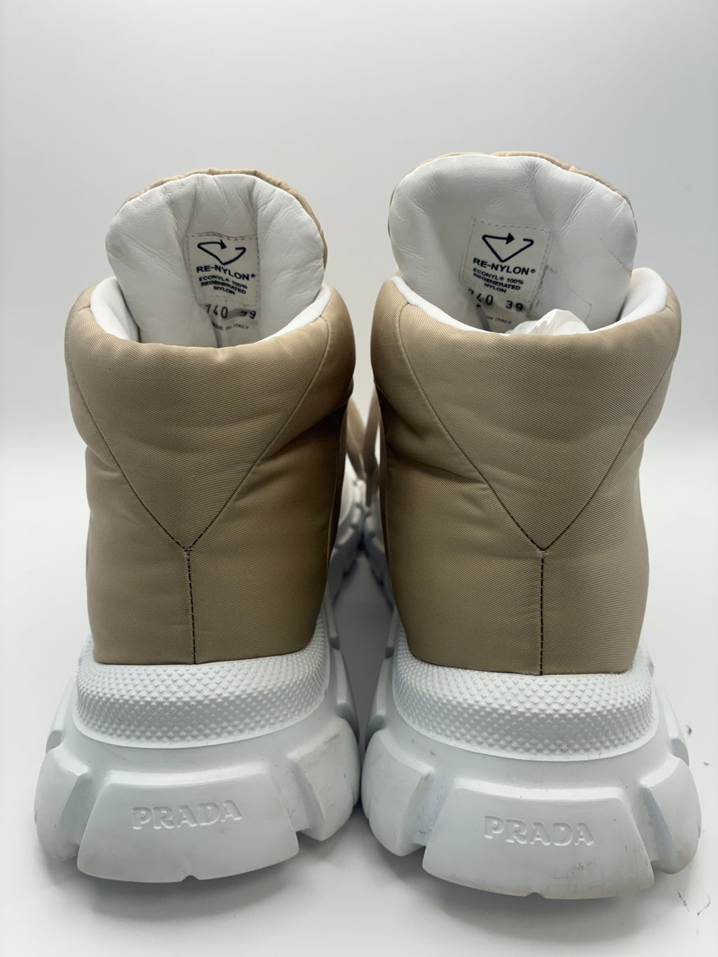 Prada Rush Piuma Nylon Mid-Top Sneakers