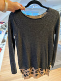 Rebecca Taylor Cheetah Layered charcoal Sweater