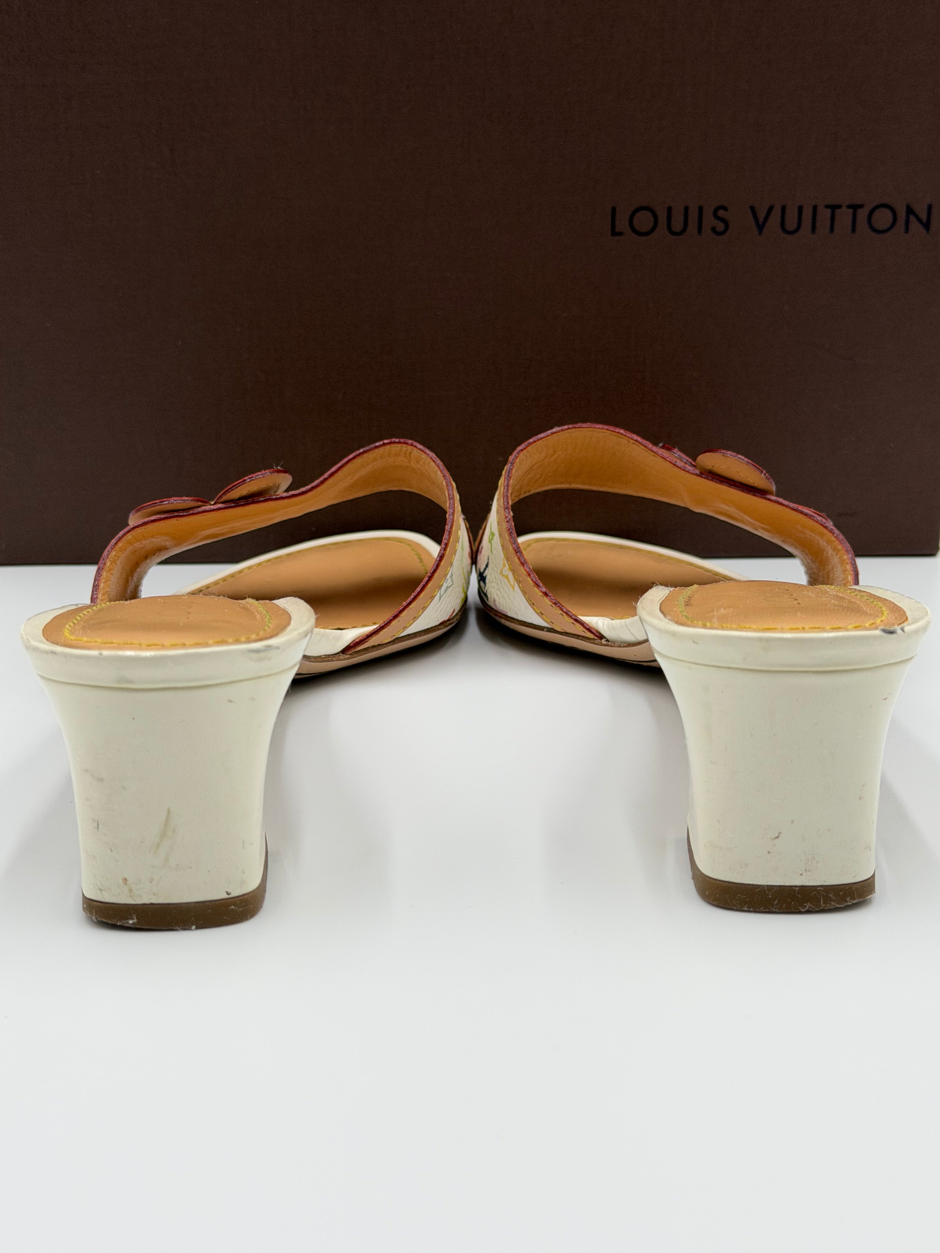 Louis Vuitton x Takashi Murakami Monogram Kitten Heels - White