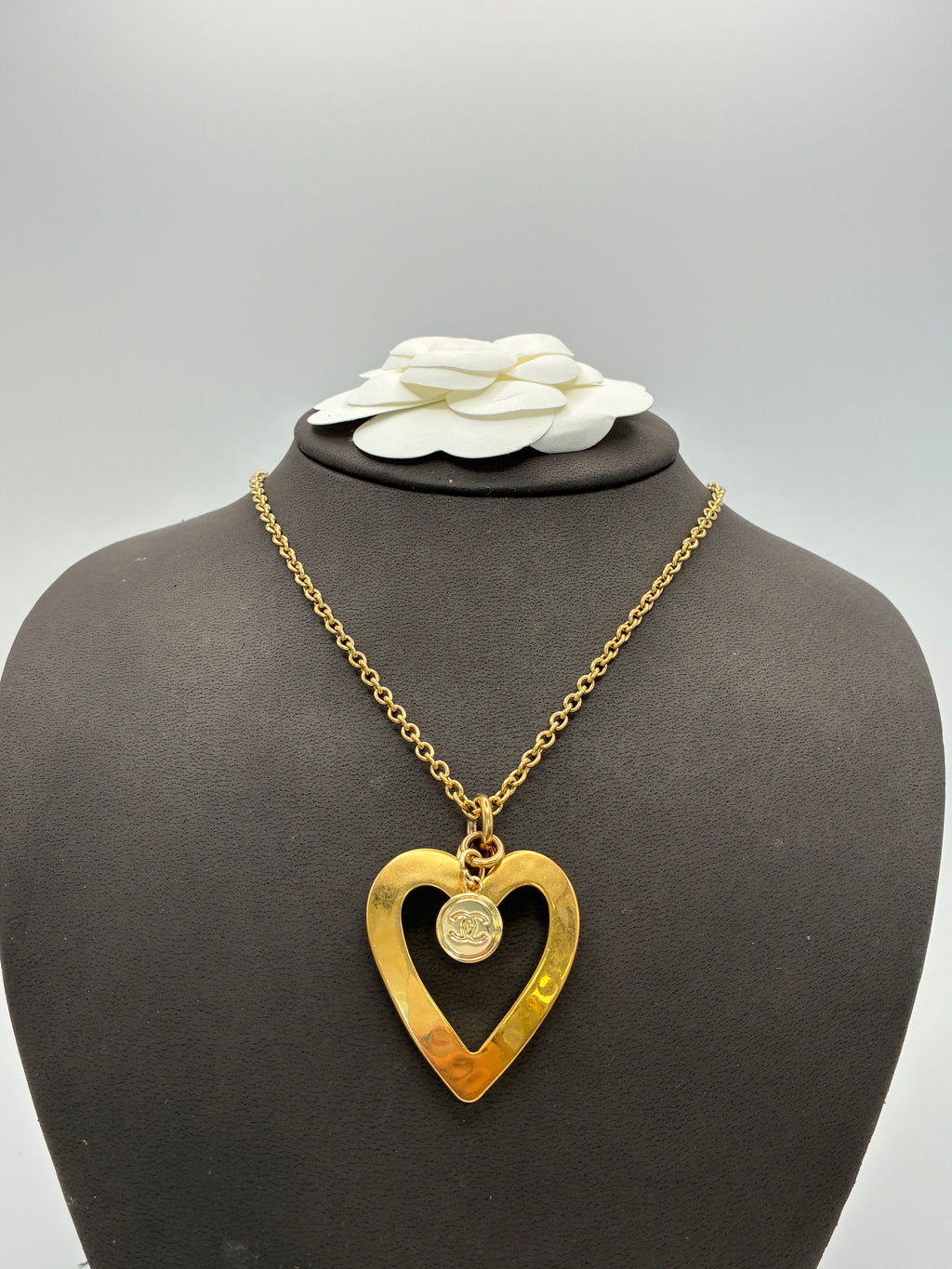 Chanel Heart Outline Charm Necklace