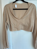 Long Sleeve Cropped Sweater- SHEIN
