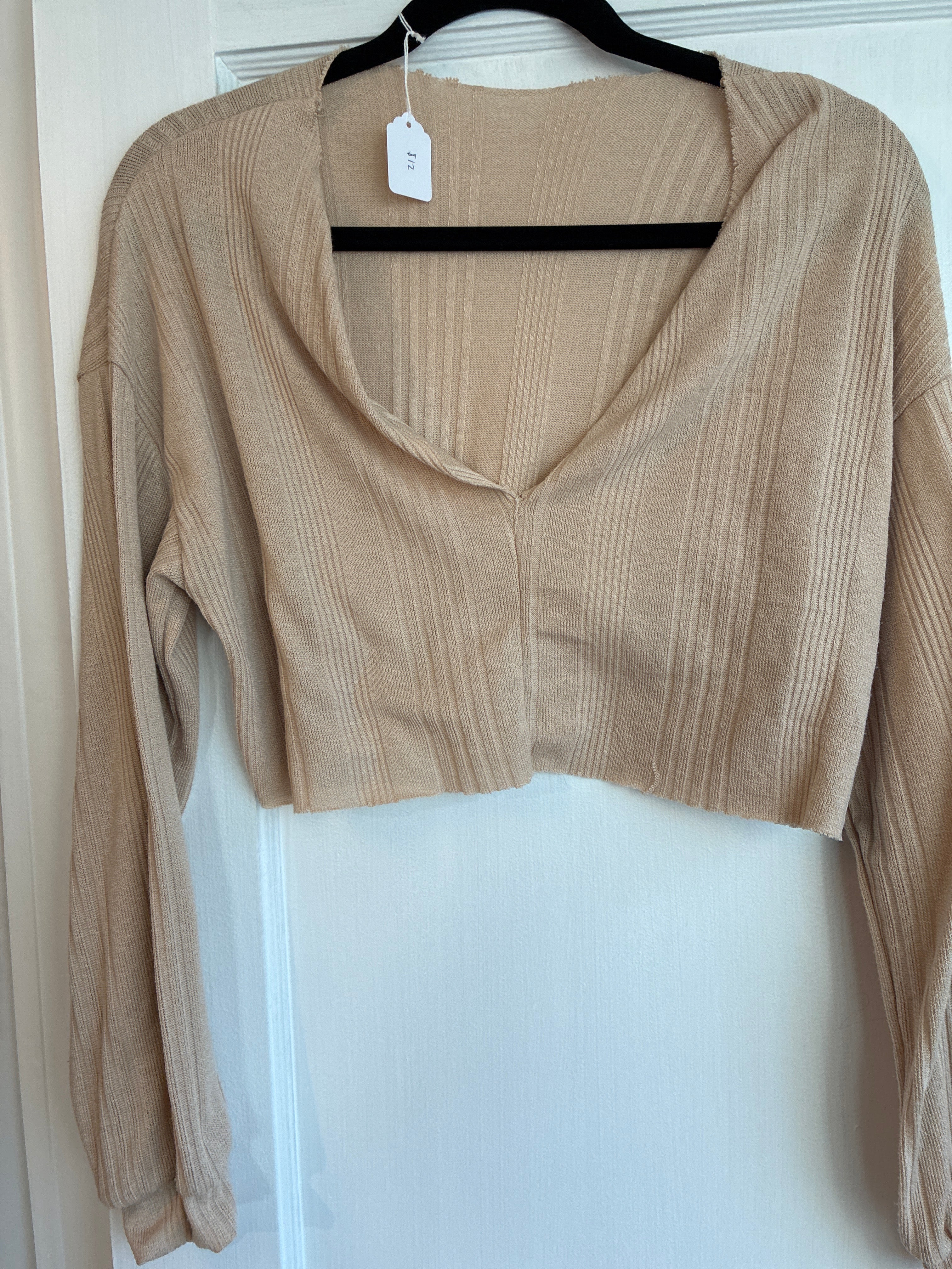 Long Sleeve Cropped Sweater- SHEIN