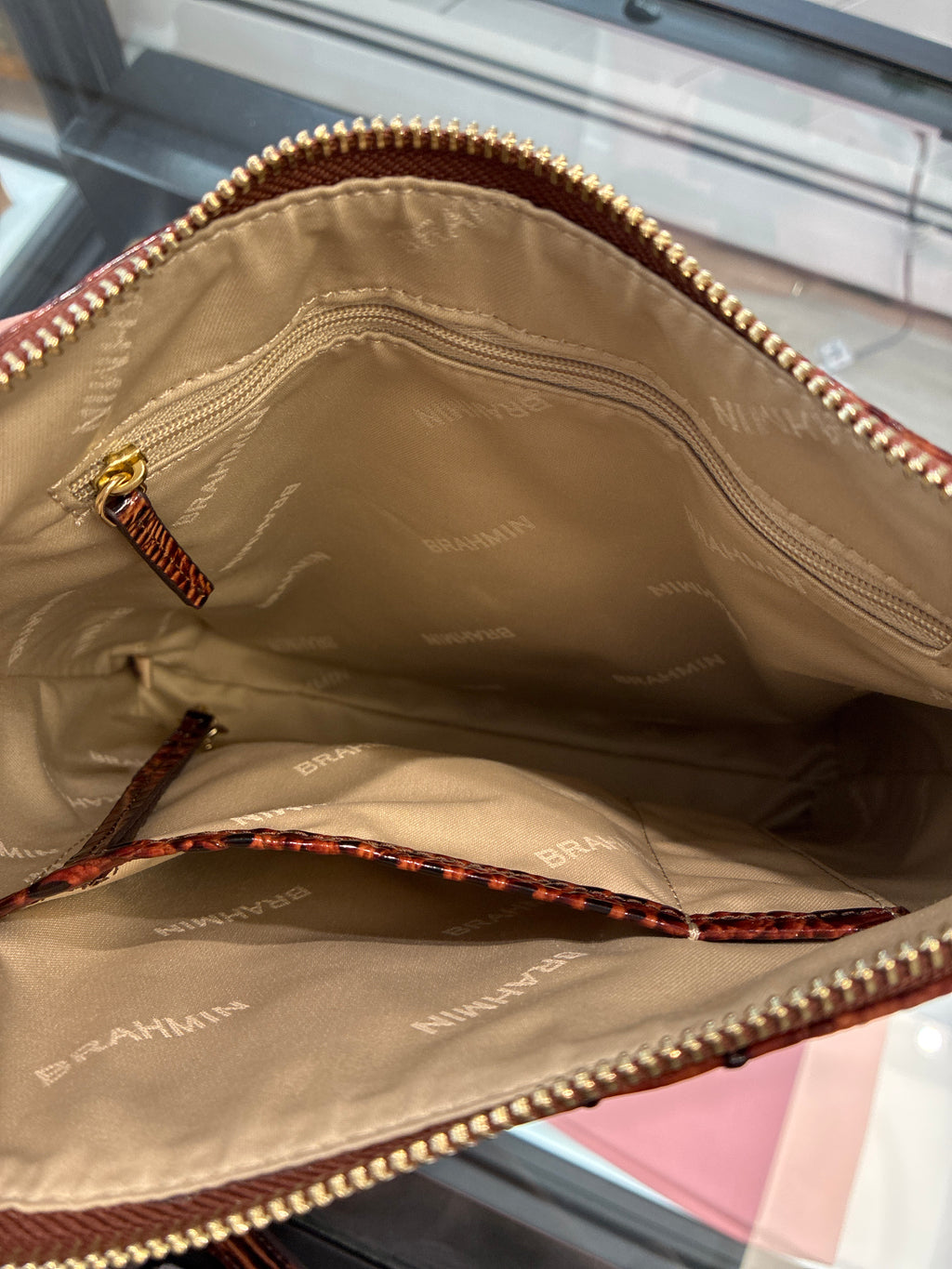 Brahmin Katie Leather Crocodile-Embossed Crossbody Bag