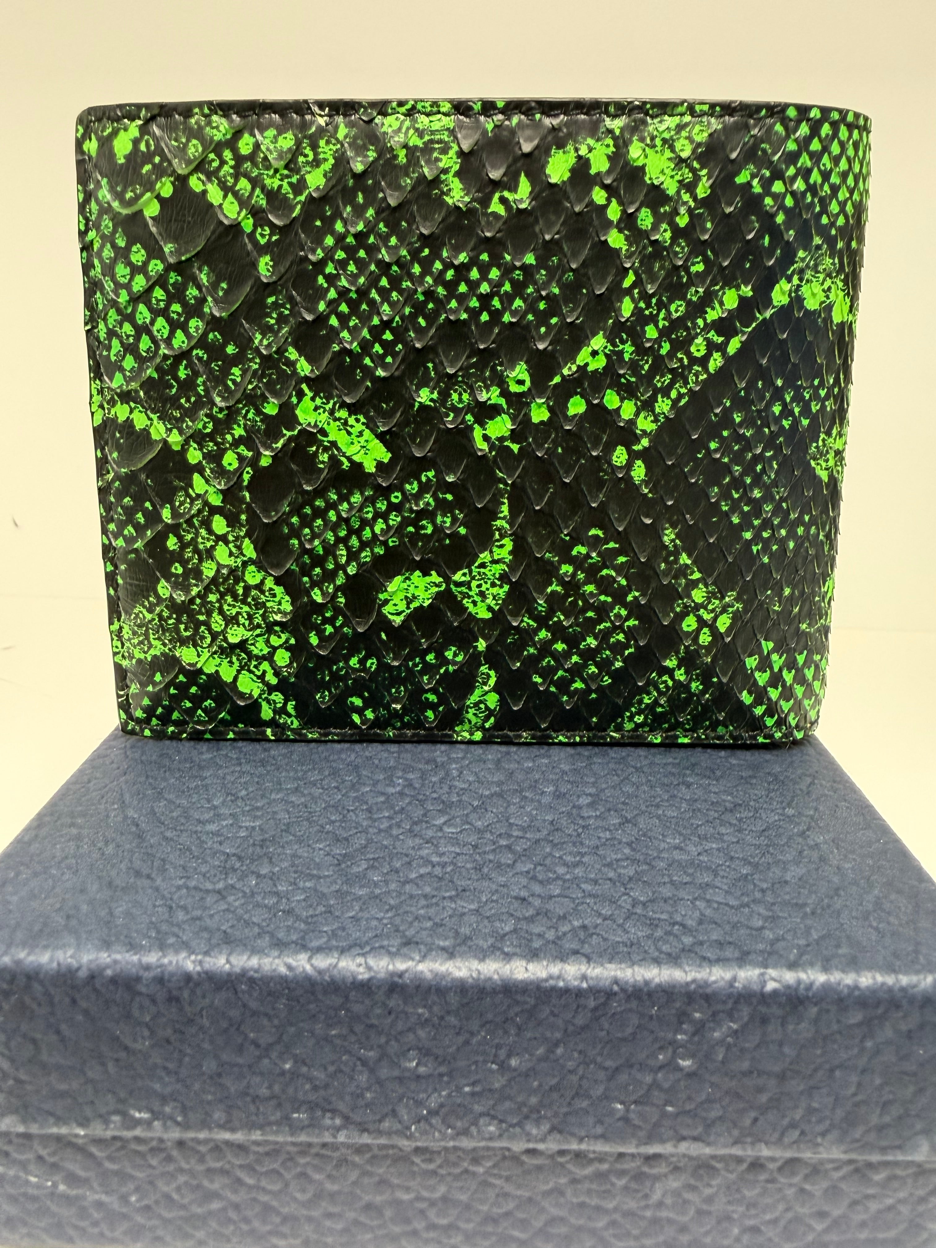 Dior x Cactus Jack Card Holder in Neon Green and Black Snakeskin- Travis Scott- Brand New!