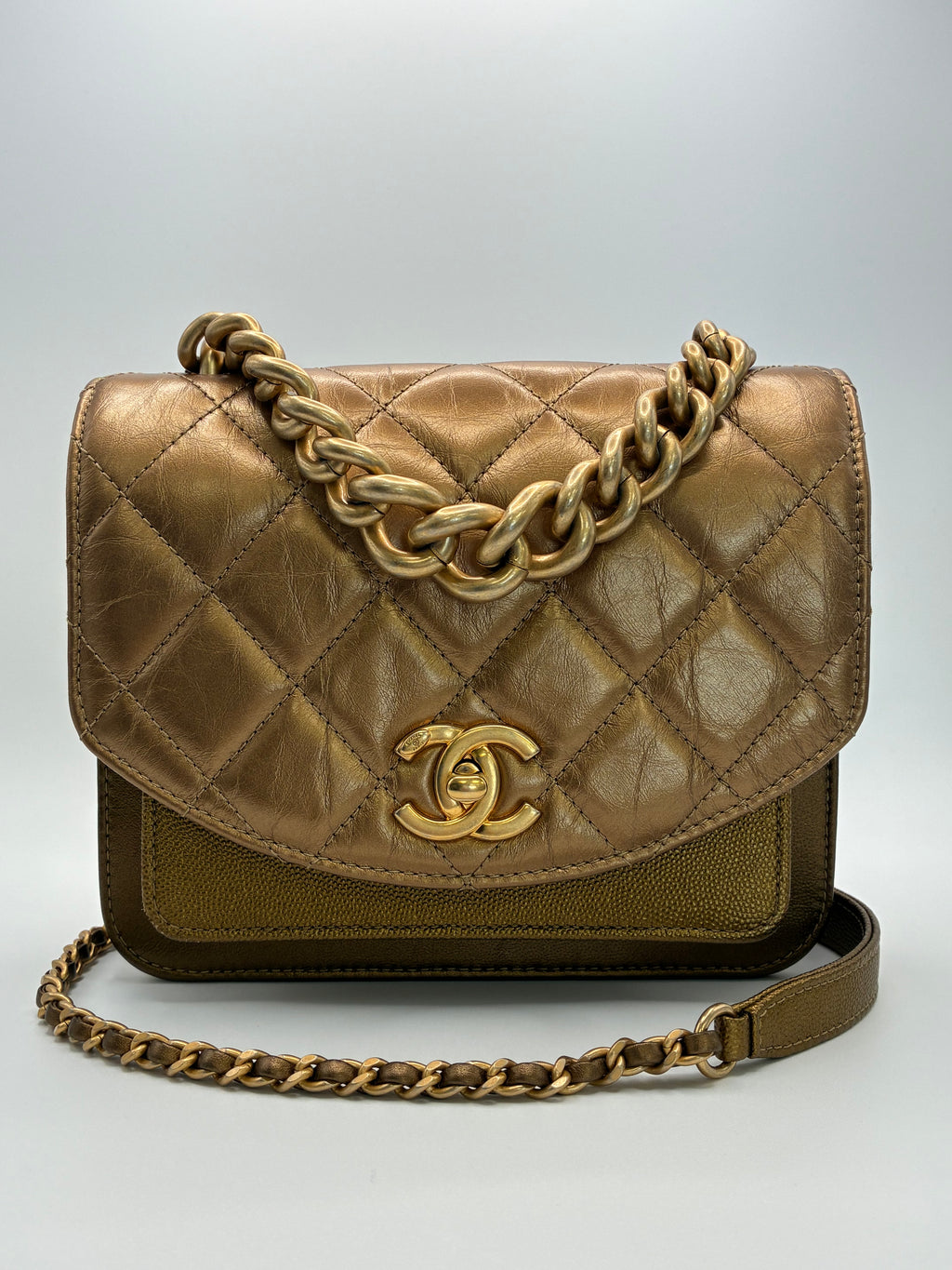 Chanel Chain Handle Flap Bag Gold