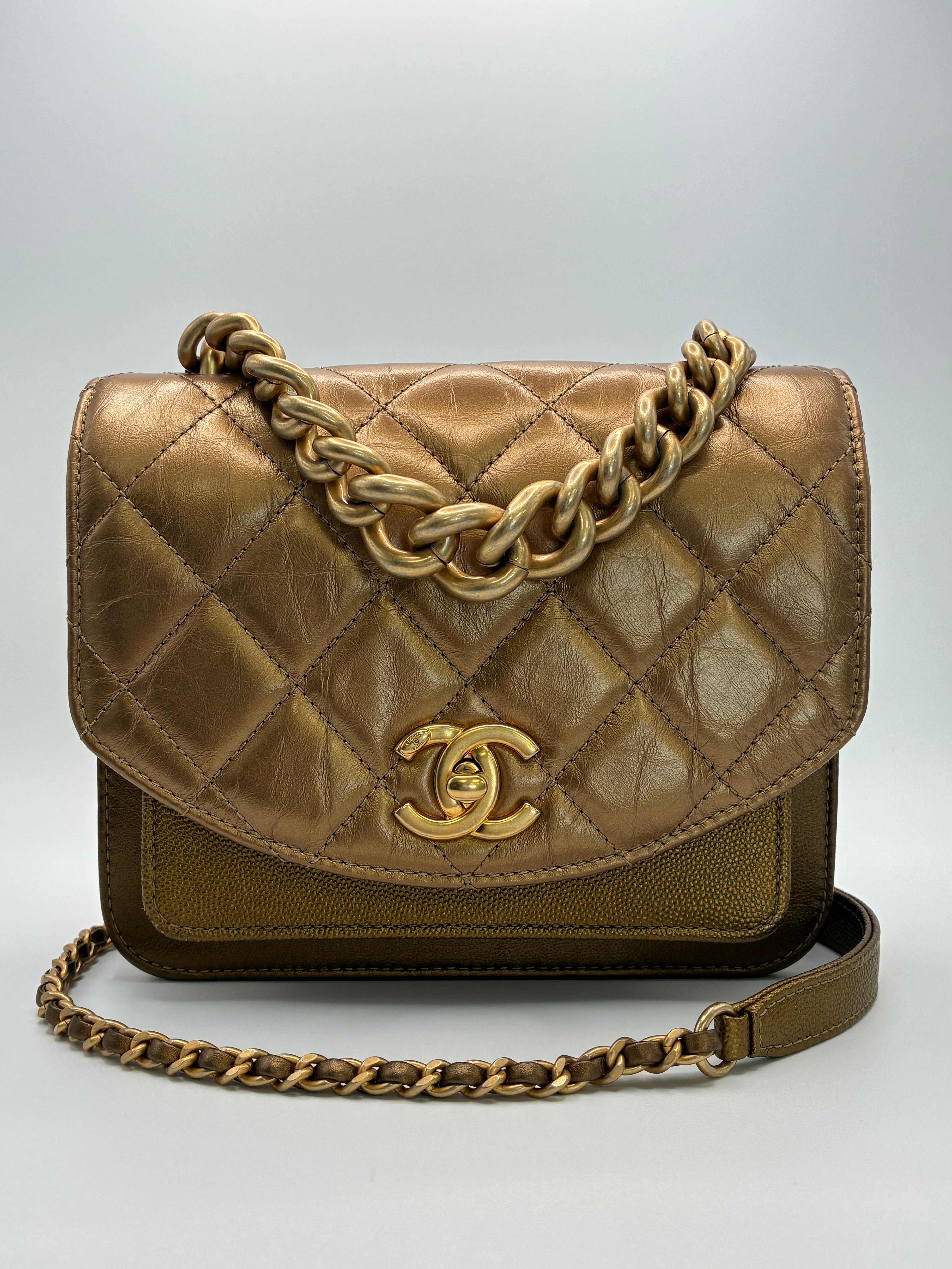 Chanel Chain Handle Flap Bag Gold