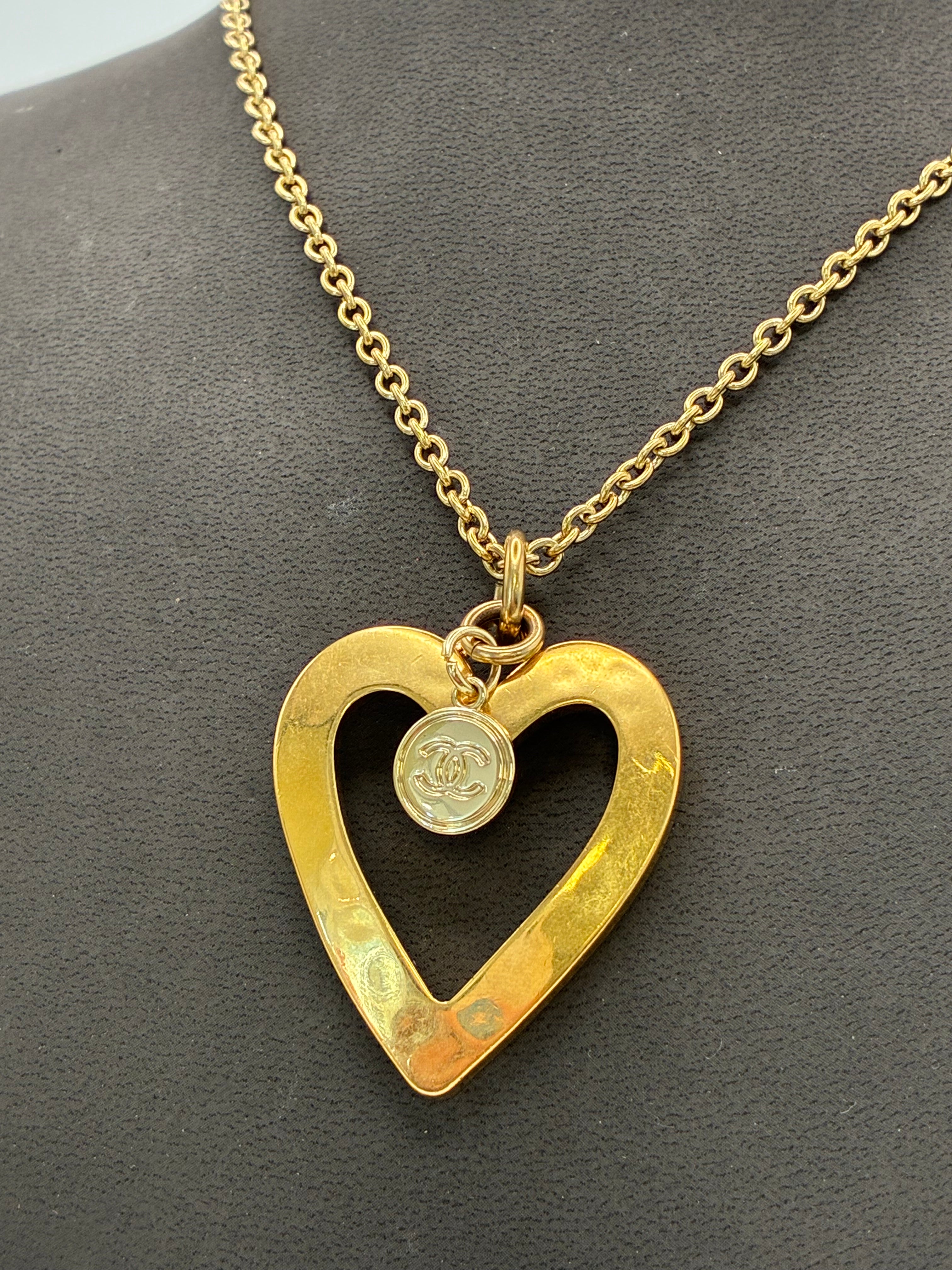 Chanel Heart Outline Charm Necklace