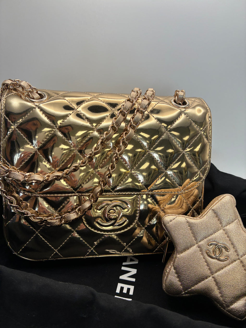 Chanel Mirror Calfskin Quilted Mini Flap Bag 24C