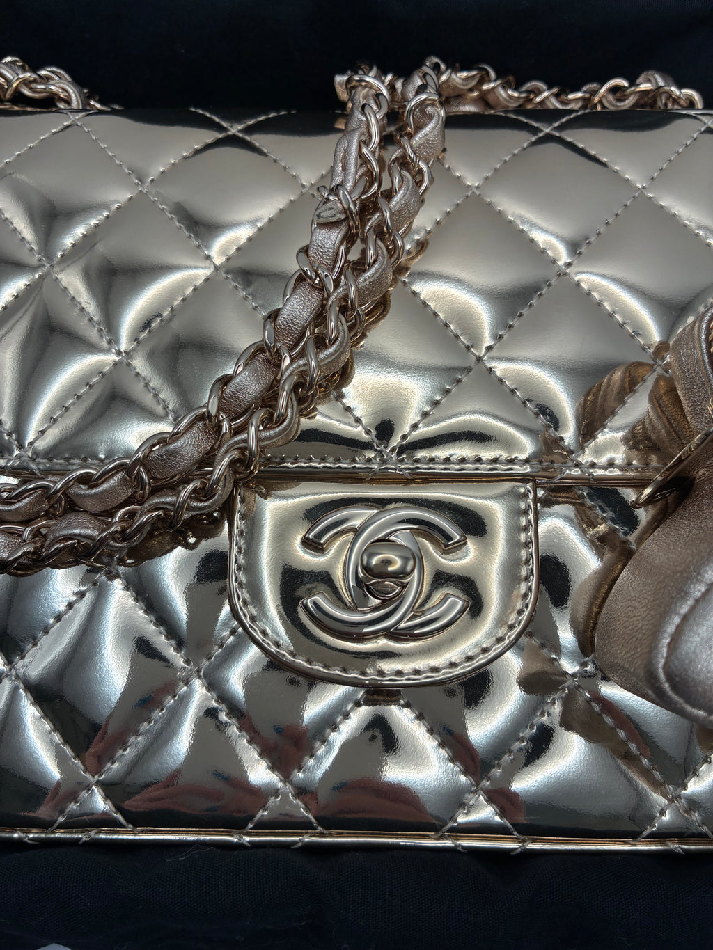 Chanel Mirror Calfskin Quilted Mini Flap Bag 24C
