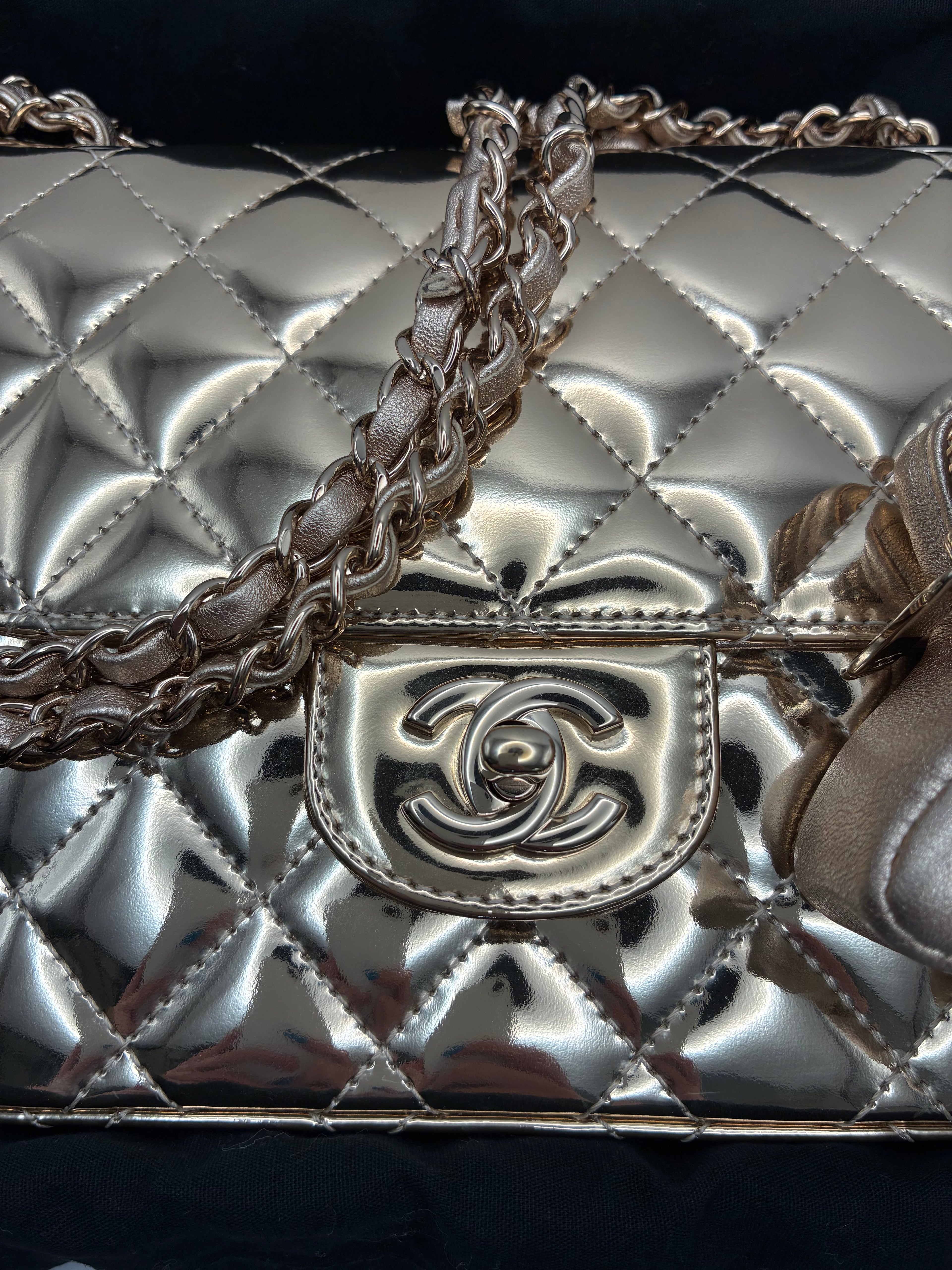 Chanel Mirror Calfskin Quilted Mini Flap Bag 24C
