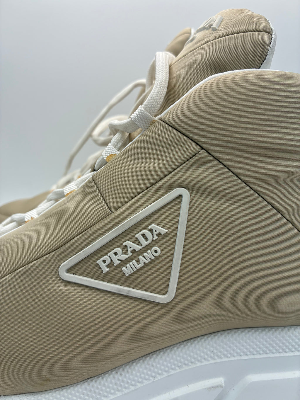 Prada Rush Piuma Nylon Mid-Top Sneakers