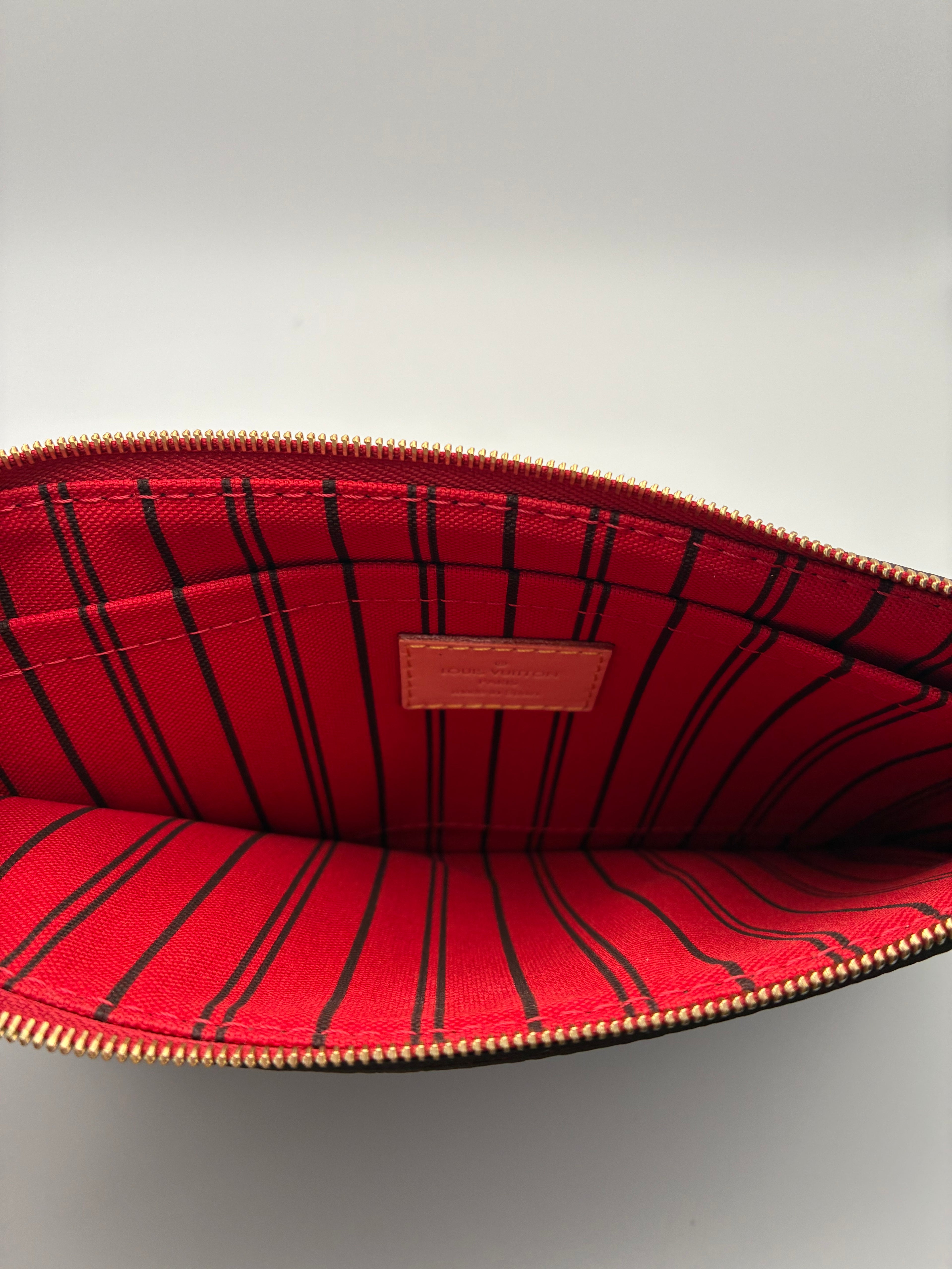 Louis Vuitton Neverfull Pochette - Red Interior
