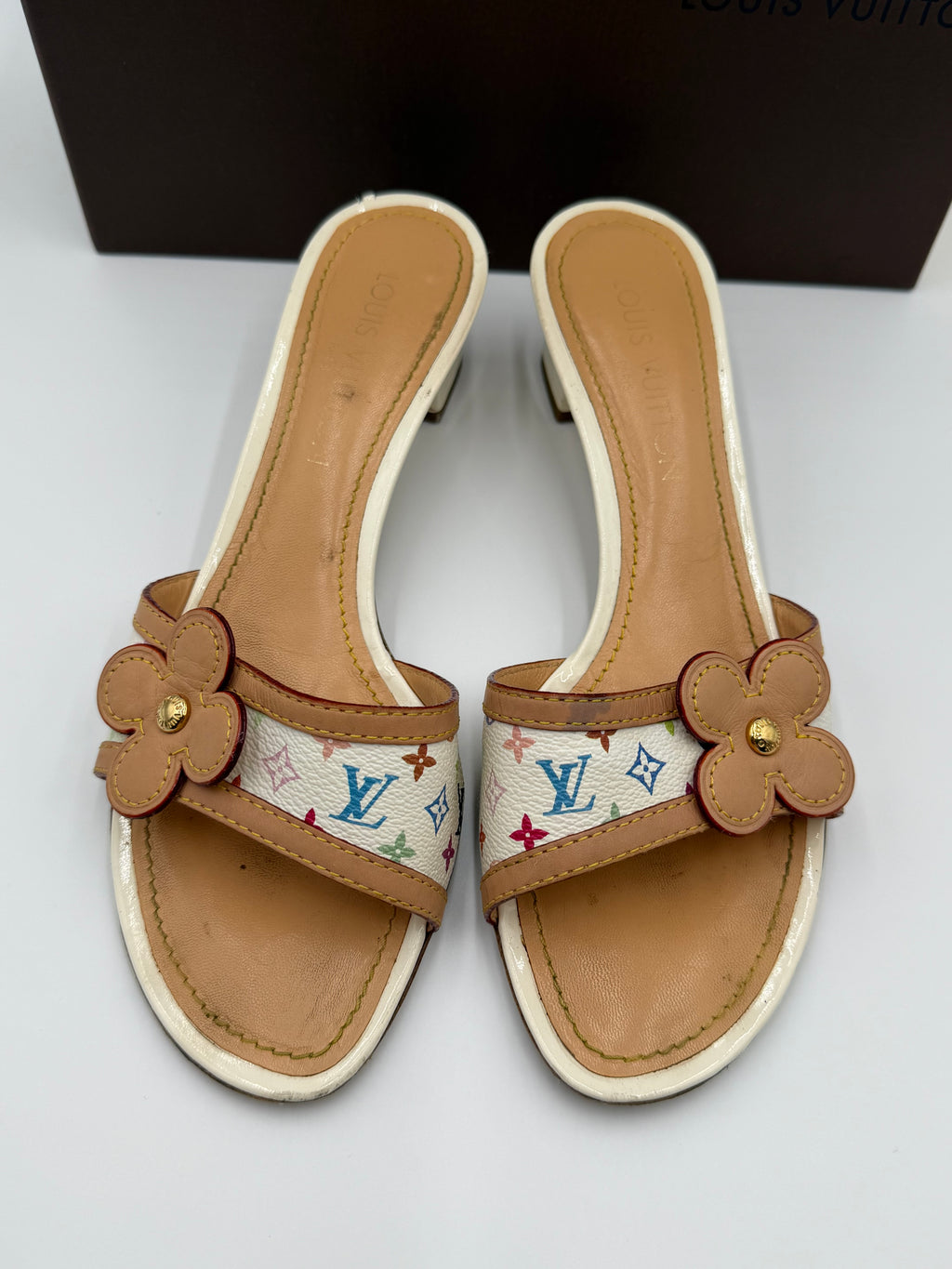 Louis Vuitton x Takashi Murakami Monogram Kitten Heels - White