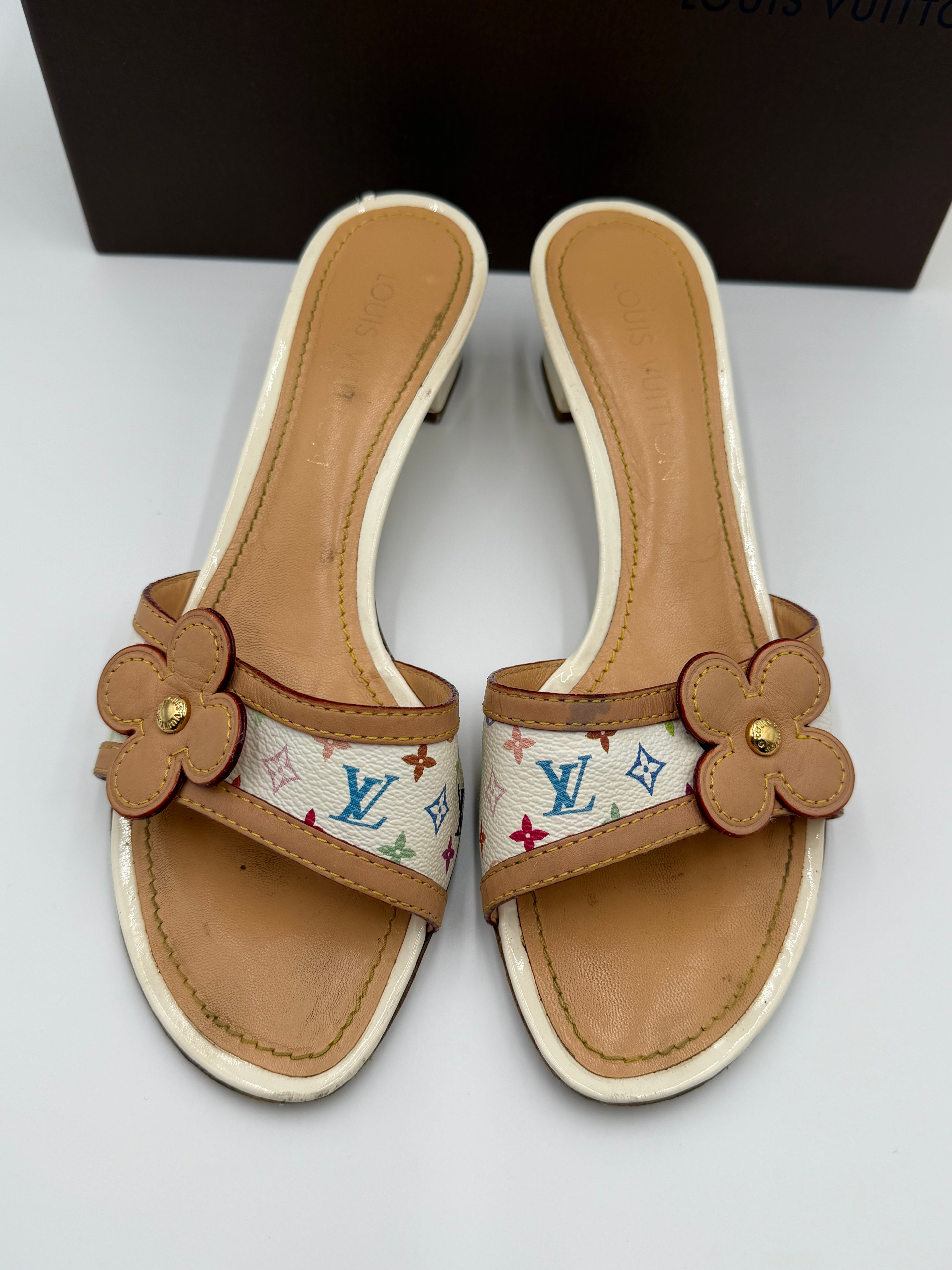 Louis Vuitton x Takashi Murakami Monogram Kitten Heels - White