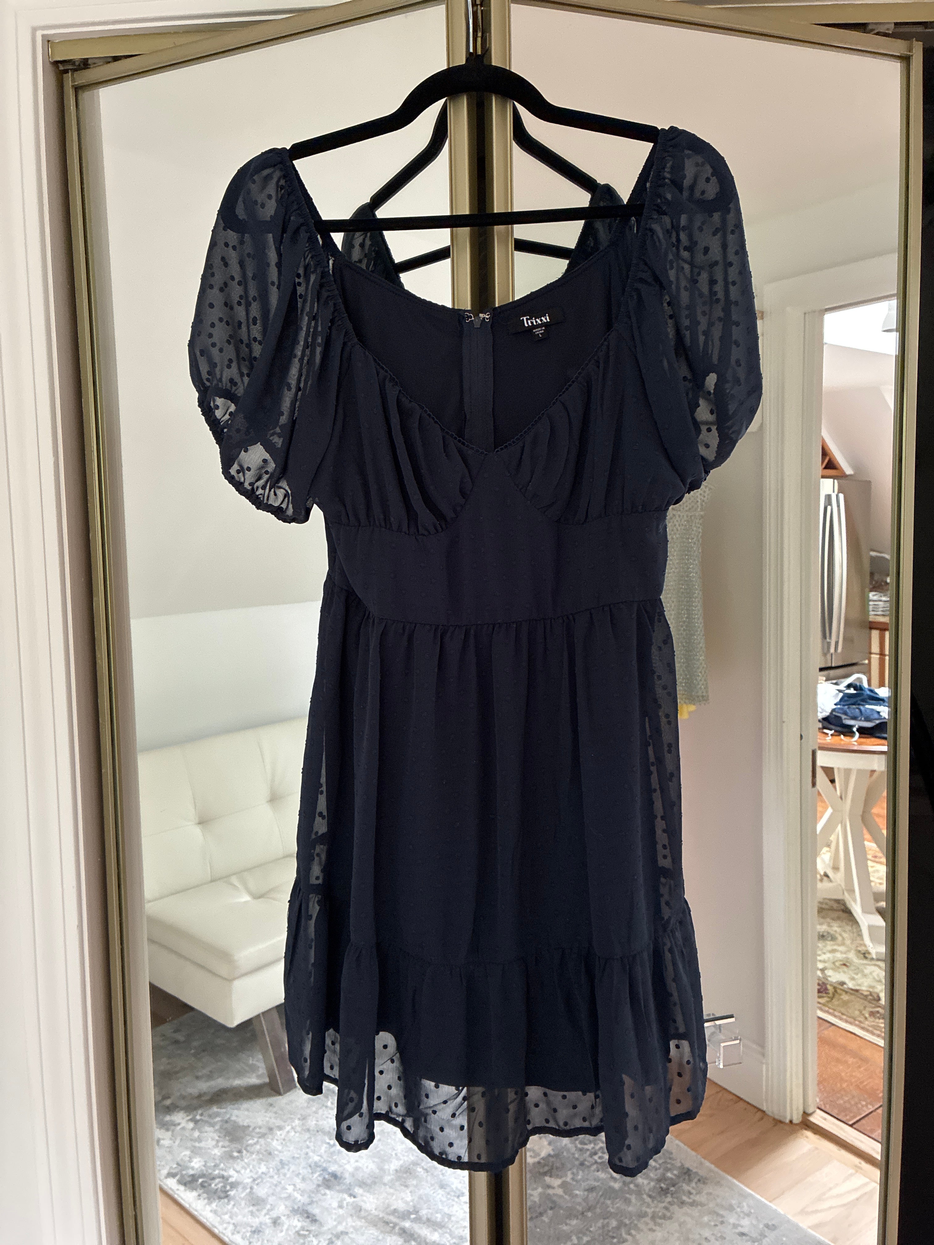 Navy dotted ruffle dress - Trixxi