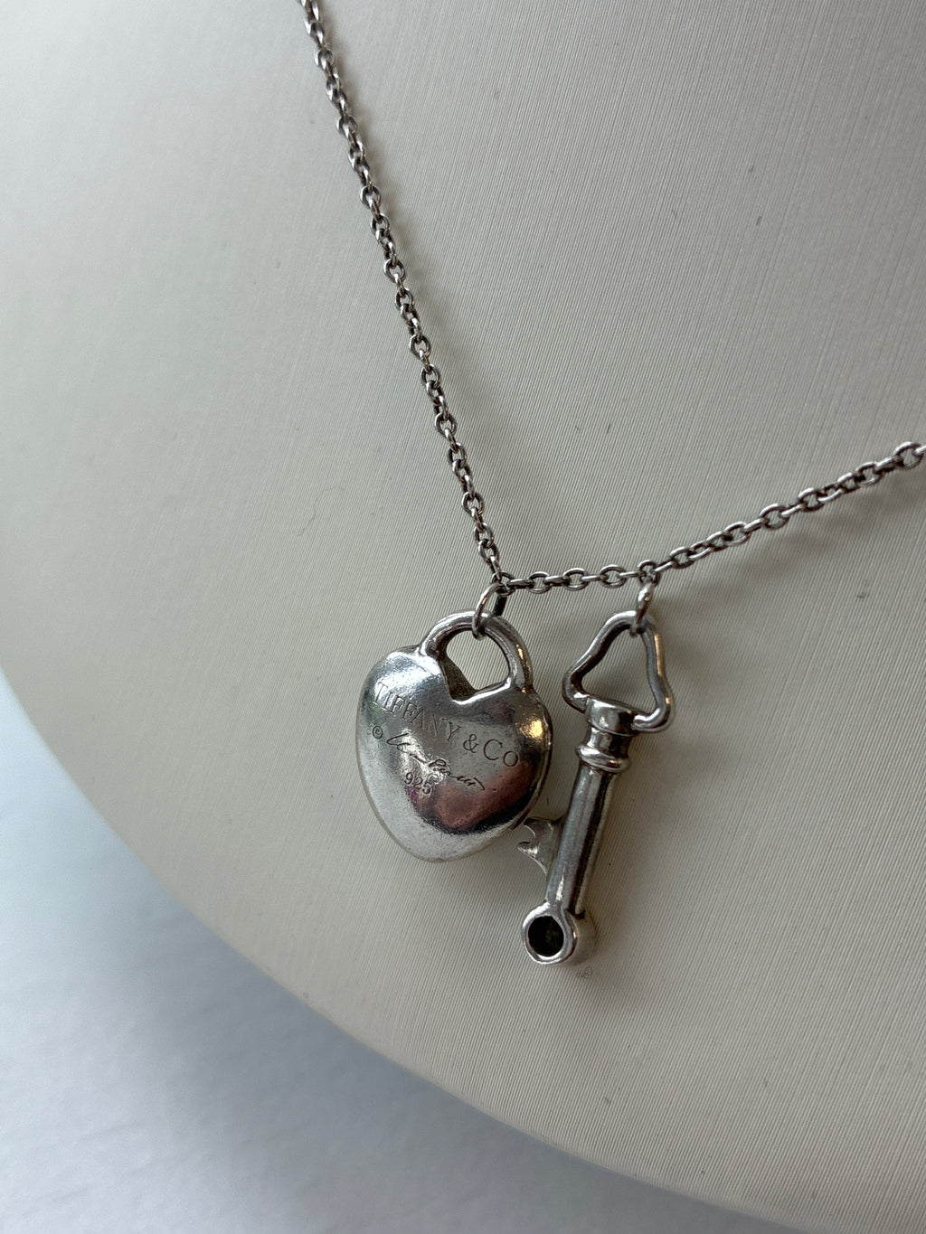 Tiffany & Co. Heart Padlock and Key Pendant Necklace