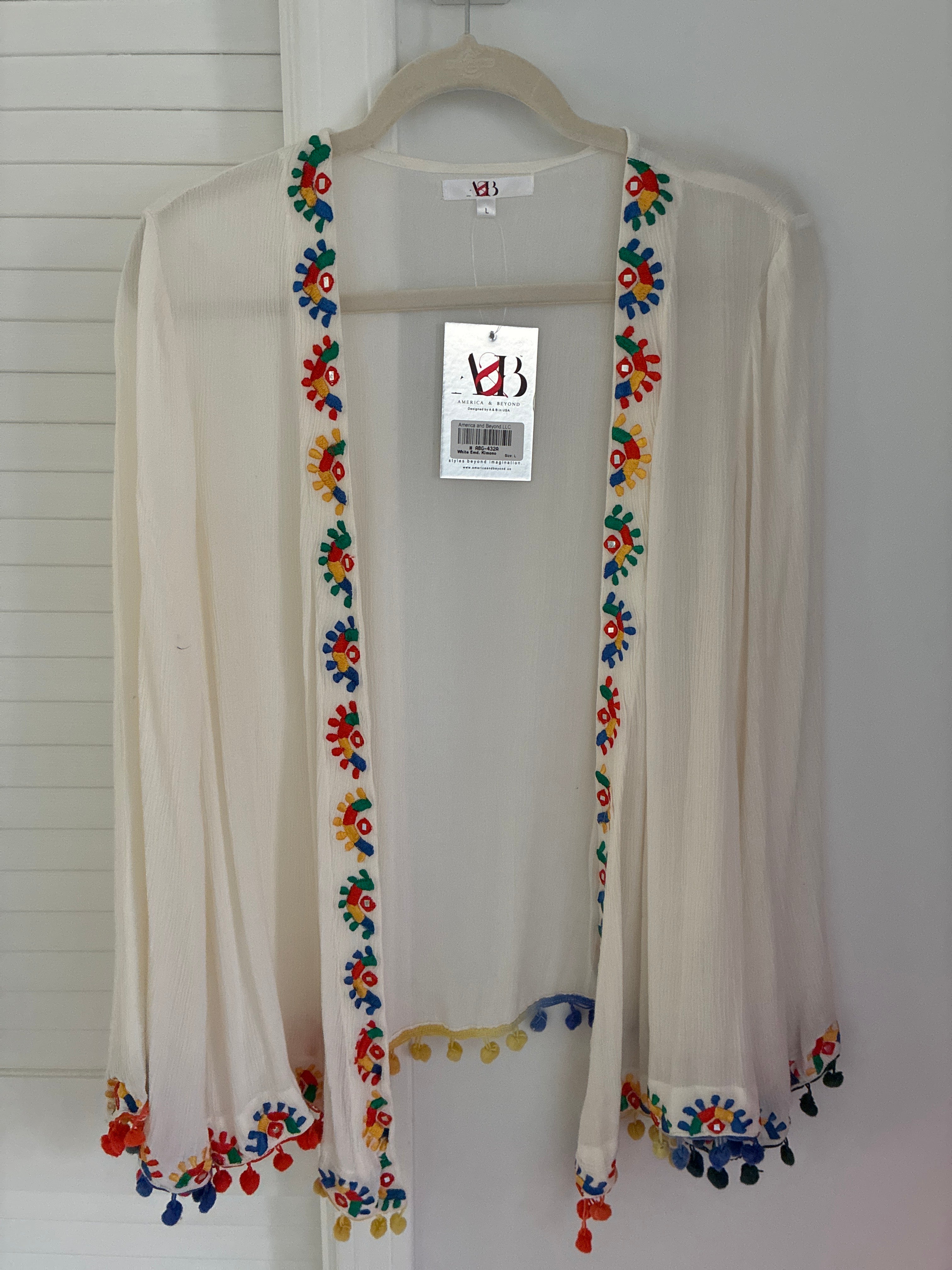 America & Beyond Embroidered Kimono
