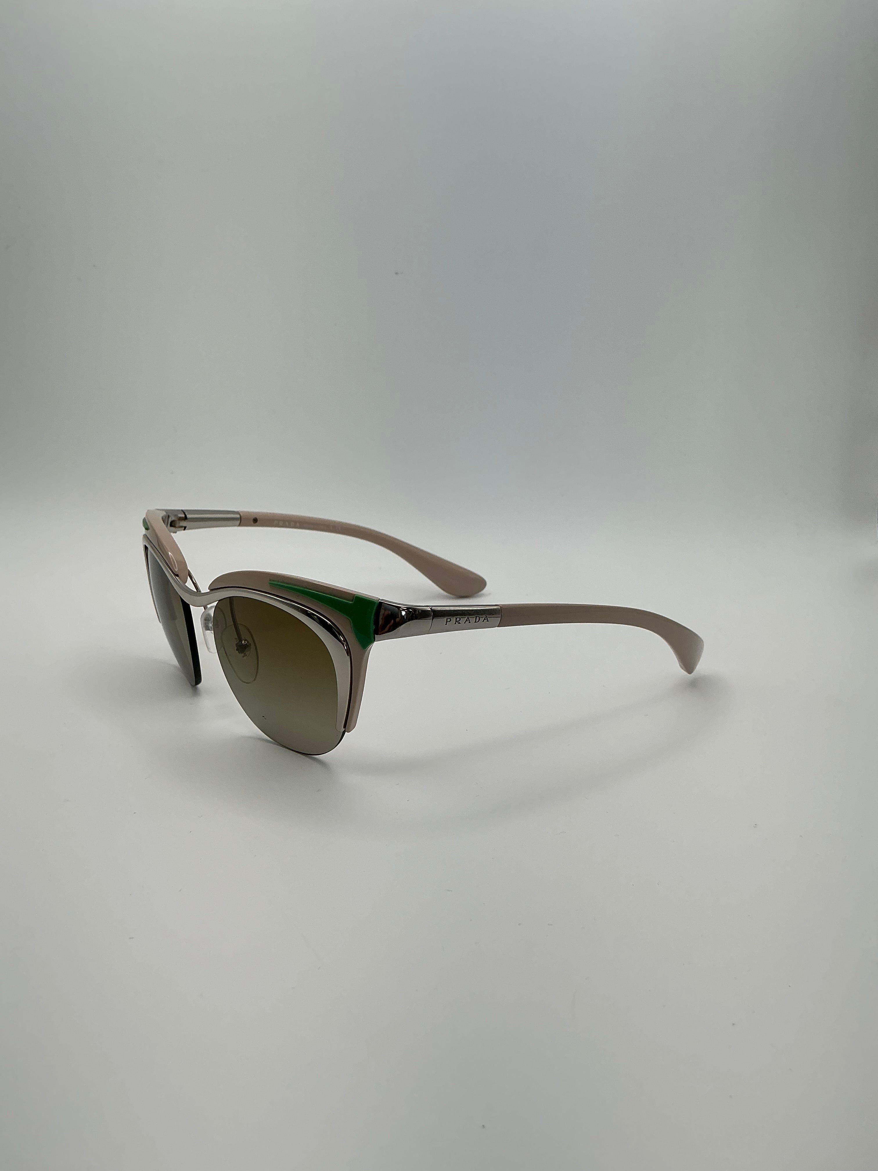 Prada PR61O-1BC1X1 beige green 49 mm cat eye sunglasses