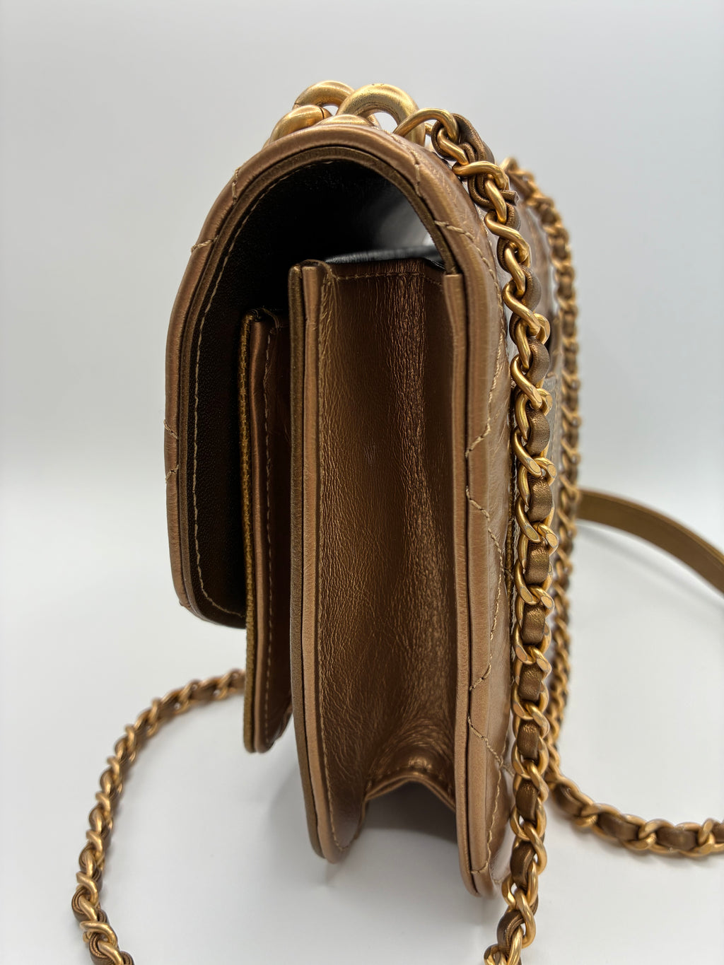 Chanel Chain Handle Flap Bag Gold