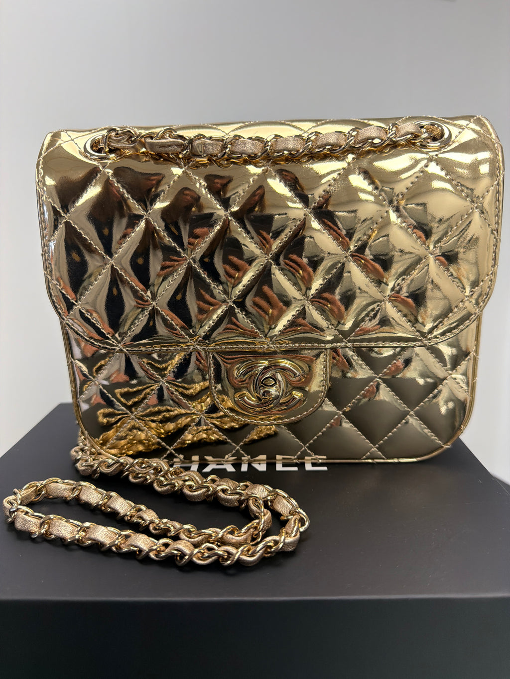 Chanel Mirror Calfskin Quilted Mini Flap Bag 24C
