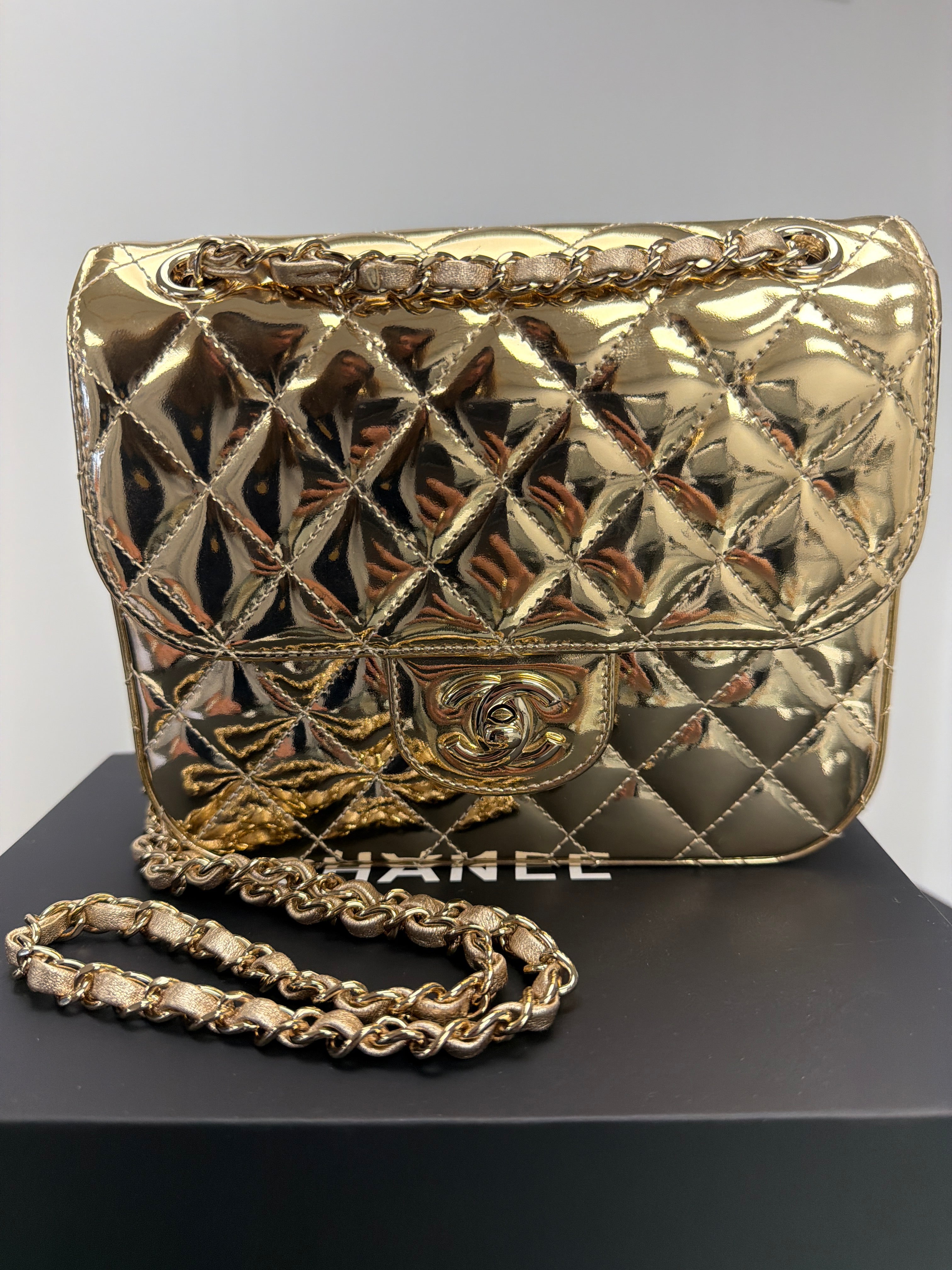 Chanel Mirror Calfskin Quilted Mini Flap Bag 24C
