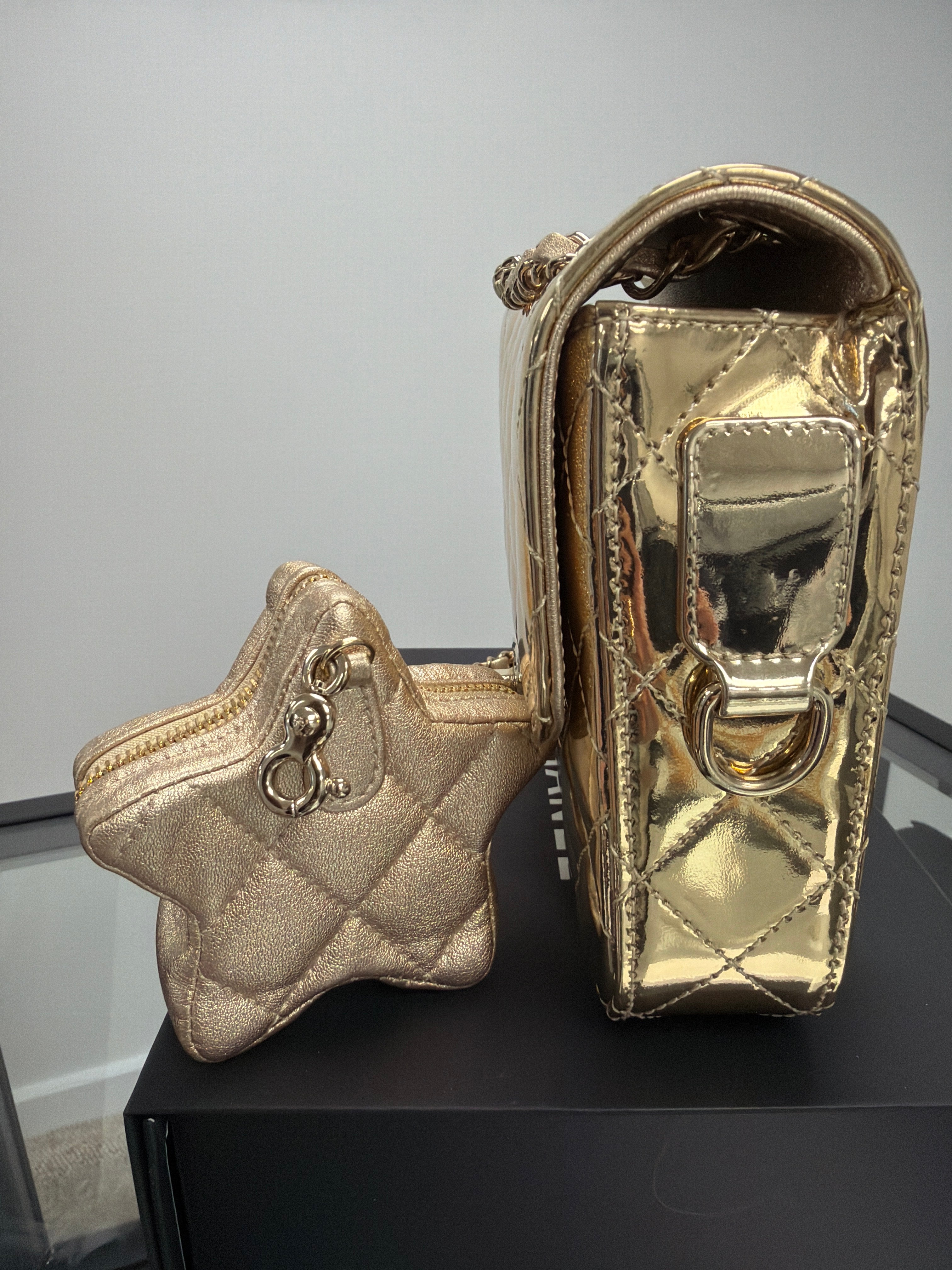 Chanel Mirror Calfskin Quilted Mini Flap Bag 24C